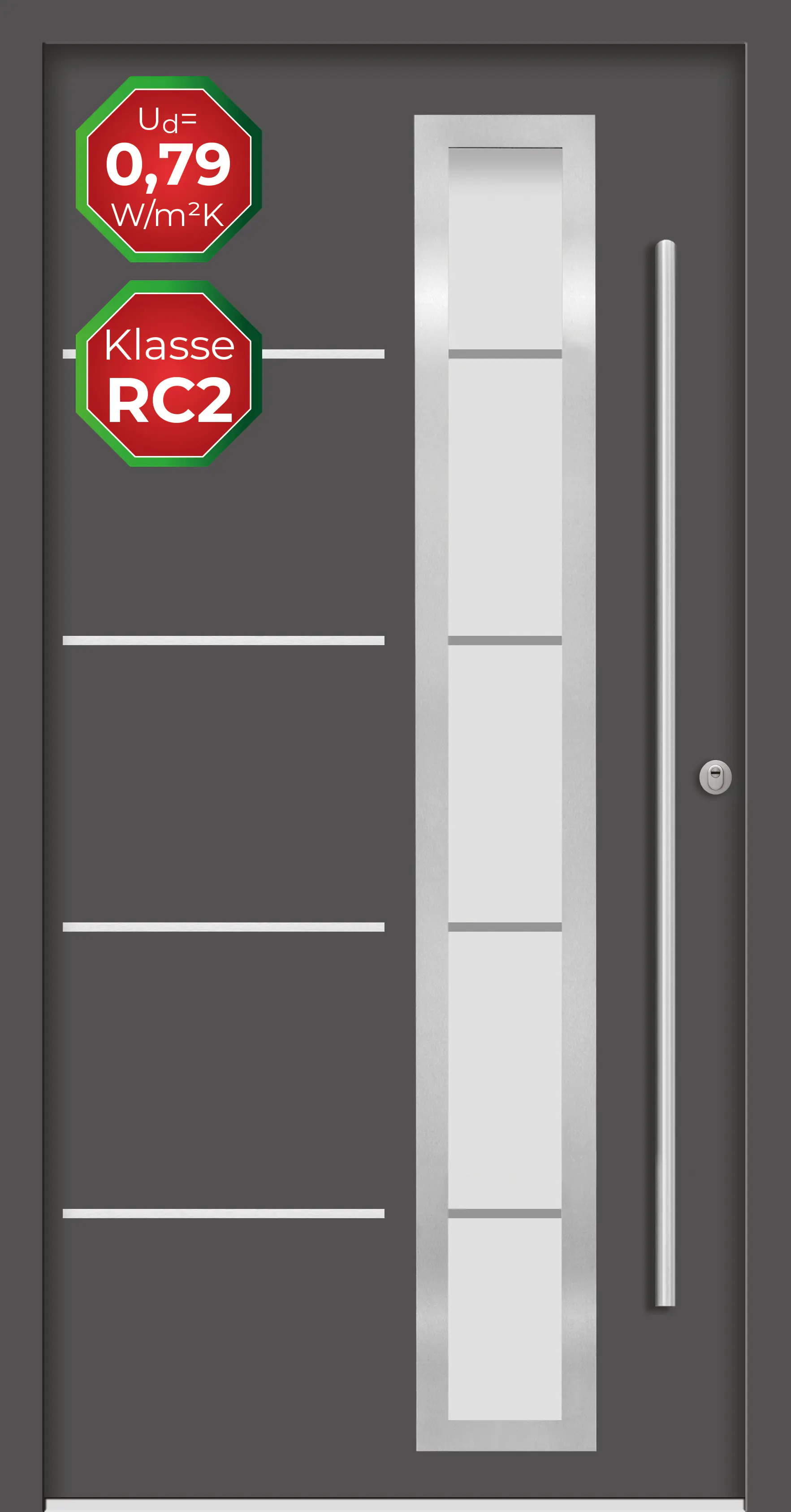 Splendoor Haustür Passivedoor Premium B06 RC2 Anthrazit DIN Rechts 100 x 210 cm