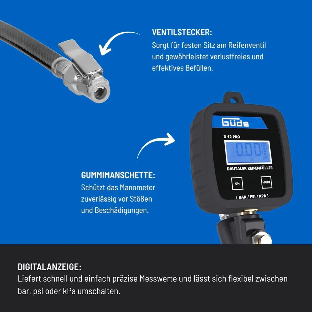 Güde Reifenfüller D 12 Pro mit digitalem Manometer