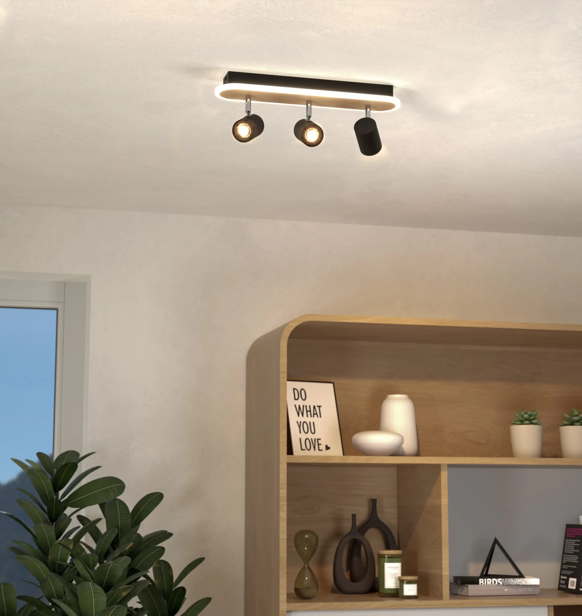 Eglo LED Deckenleuchte Rimbocchi 3x6W, schwarz, warmweiß