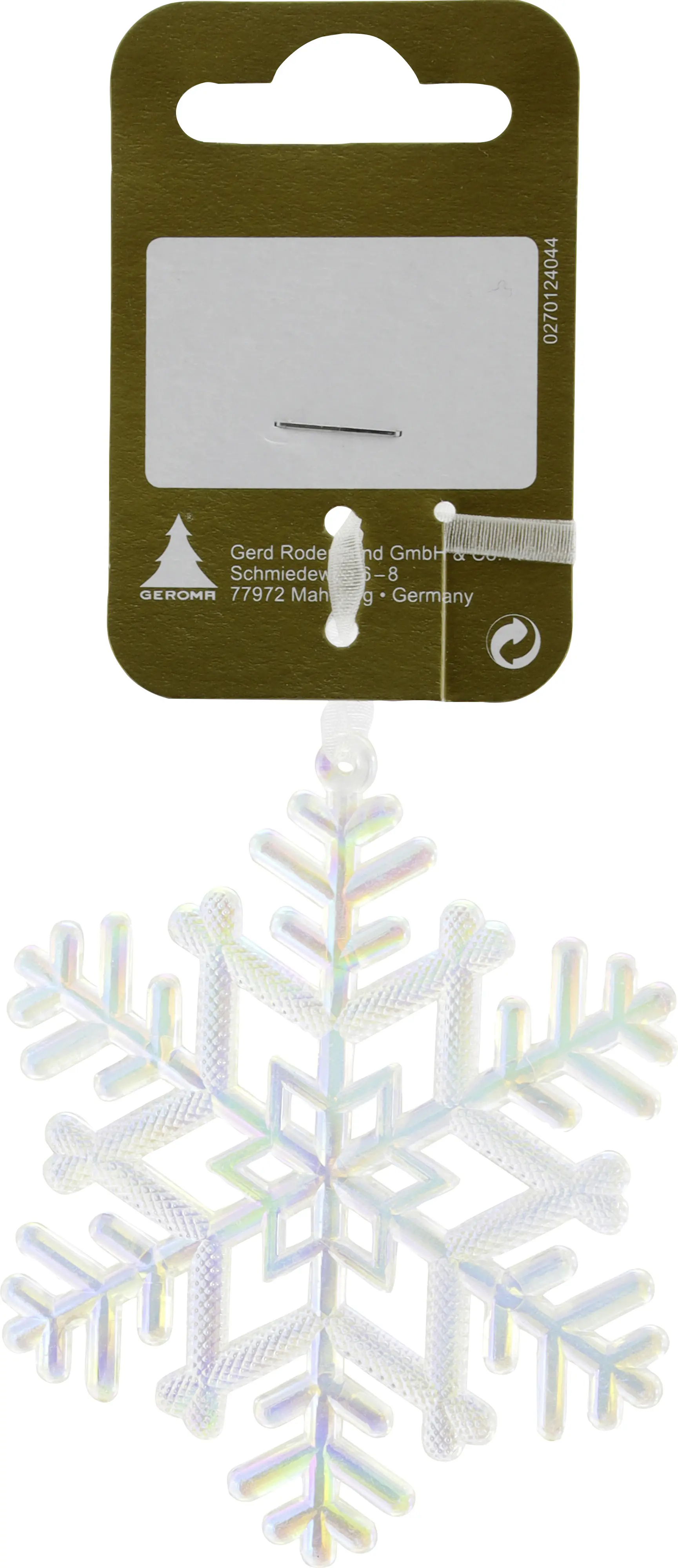 Weihnachtsanhänger Schneeflocke aus Kunststoff Ø 7,5 cm irisierend
