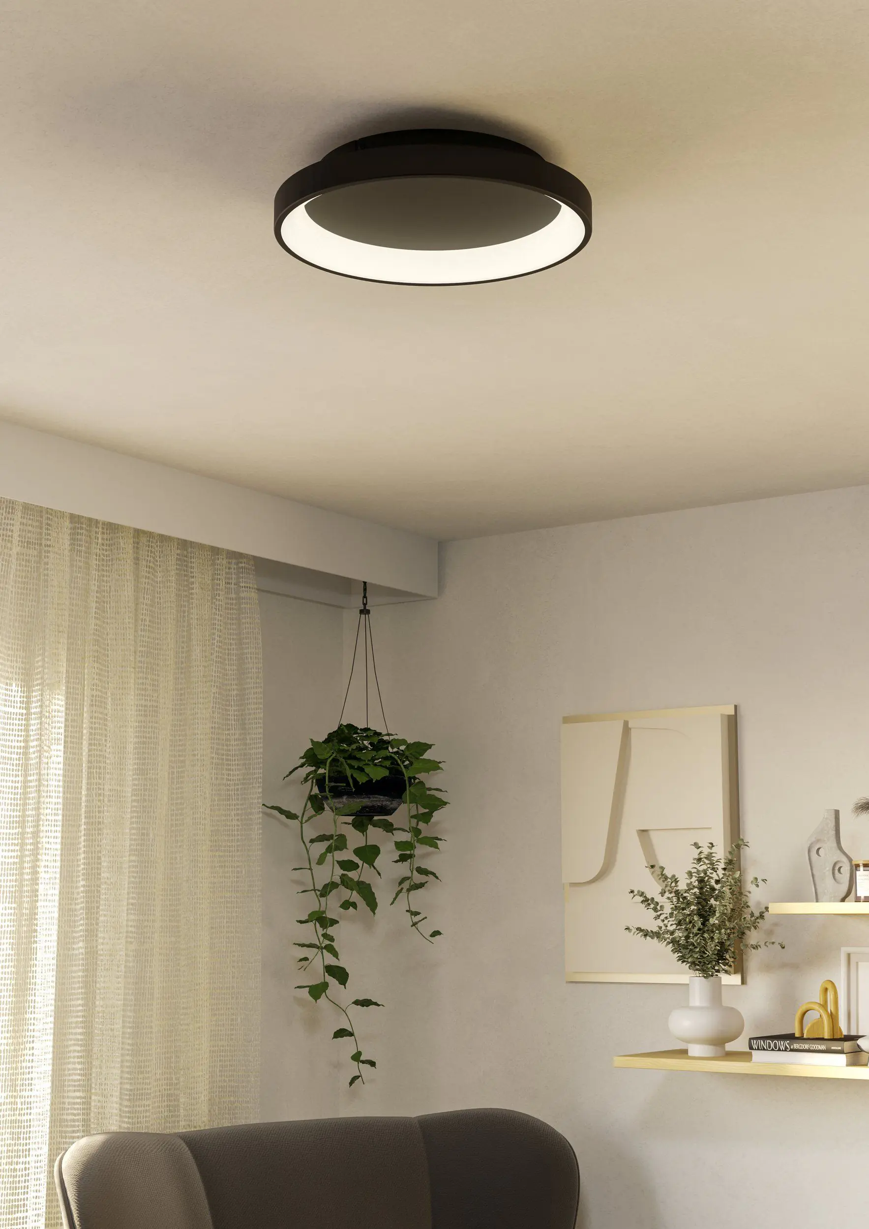 Eglo LED Deckenleuchte Lorezello-Z schwarz Ø 35 x 8 cm warmweiß-kaltweiß dimmbar Eglo LED Deckenleuchte Lorezello-Z schwarz Ø 35 x 8 cm warmweiß-kaltweiß dimmbar