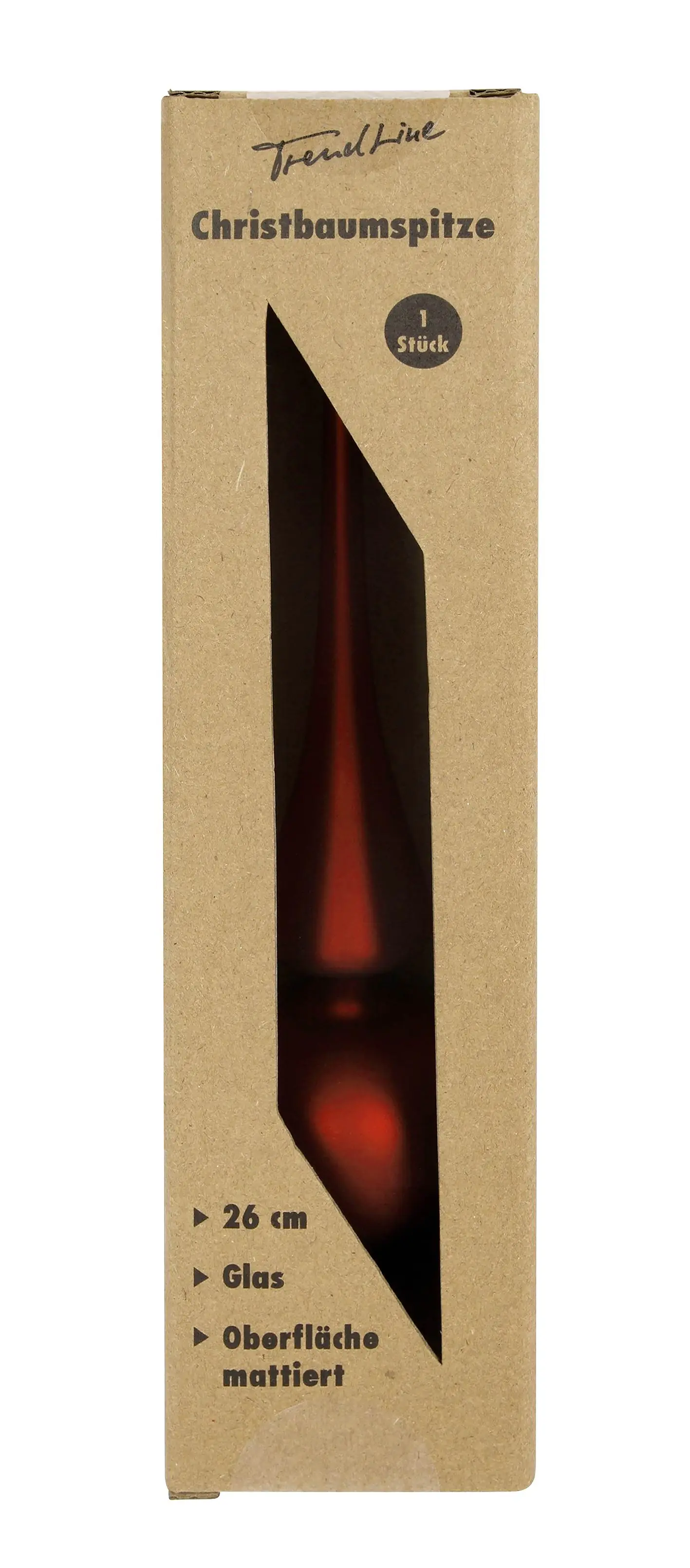 TrendLine Christbaumspitze aus Glas 26 cm ochsenblut mattiert