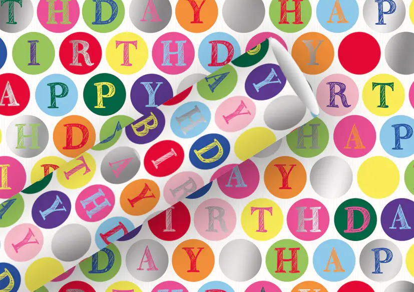 4014995375377 Braun & Company Geschenkpapier Happy Birthday Kreise 1,5 m x 70 cm