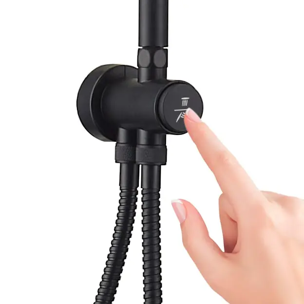 Primaster Duschsystem mit Druckumsteller Flavia schwarz matt