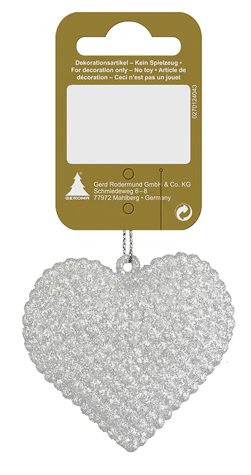 Hänger Herz aus Kunststoff weiß Ø 6,5 cm