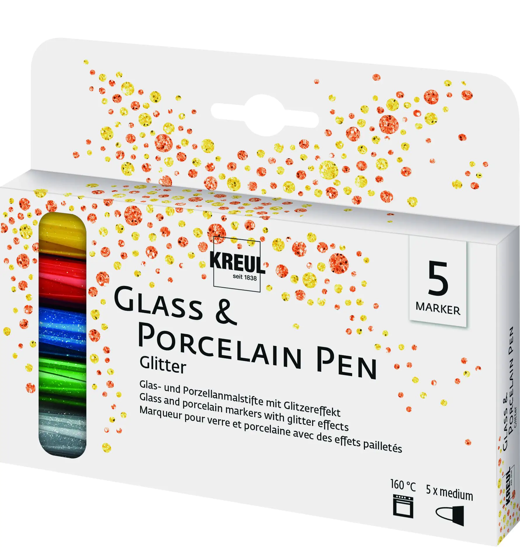 Kreul Porzellan- und Glasmaler glitter 5er Set Porcelain GlassPen