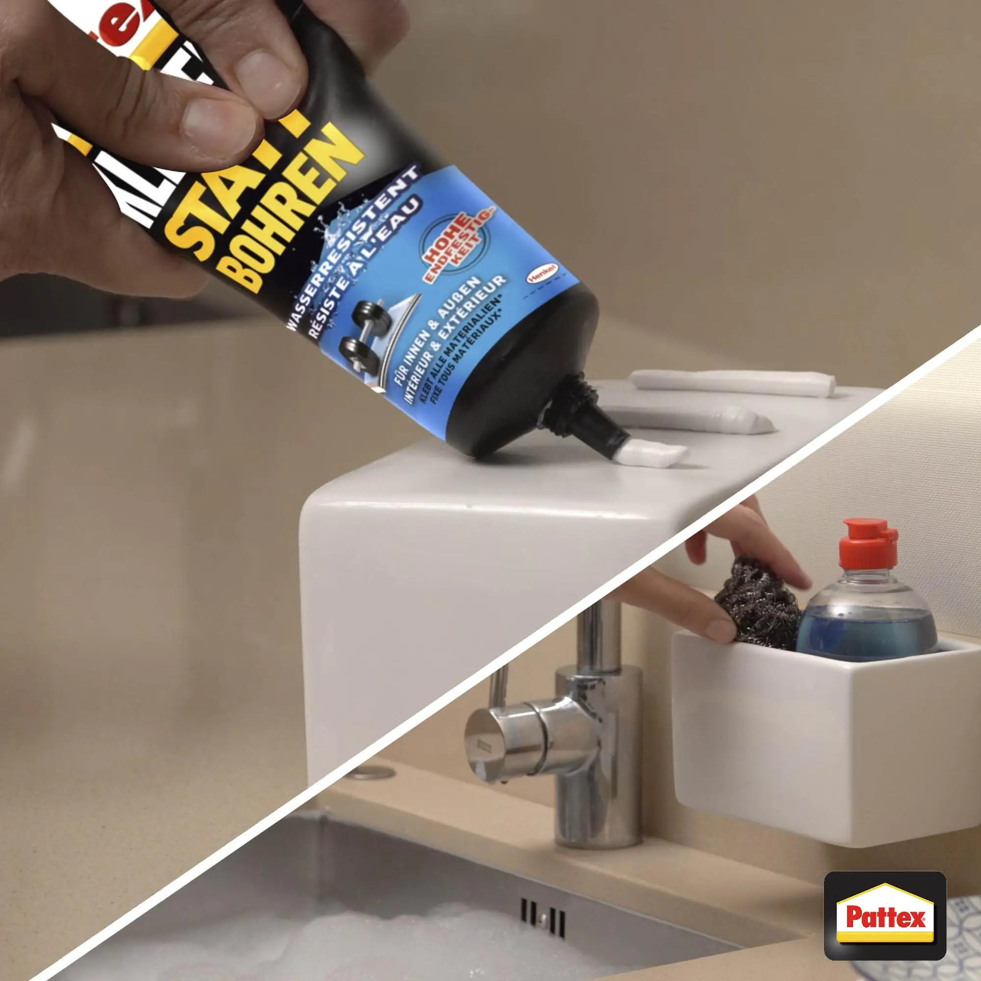 Pattex Montagekleber Kleben statt Bohren Wasserresistent 340 g Tube, weiß