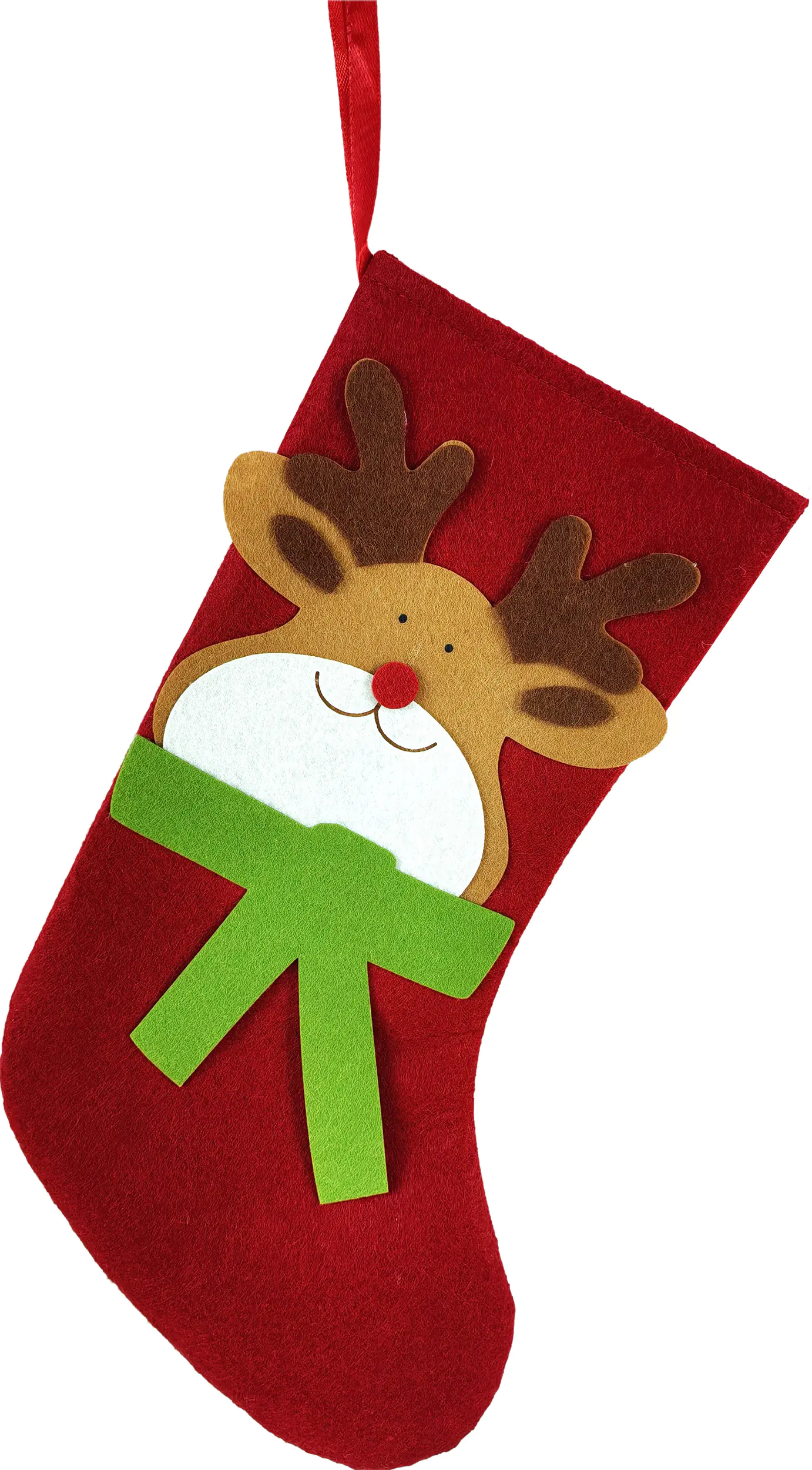 TrendLine Deko Weihnachtsanhänger Filz Socke Rentier 22 x 1 x 37 cm rot