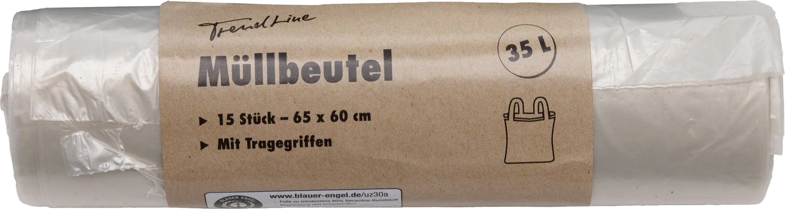 Trendline Müllbeutel 35 L, transparent+Tragegriff, 15 Stück Trendline Müllbeutel 35 L, transparent+Tragegriff, 15 Stück