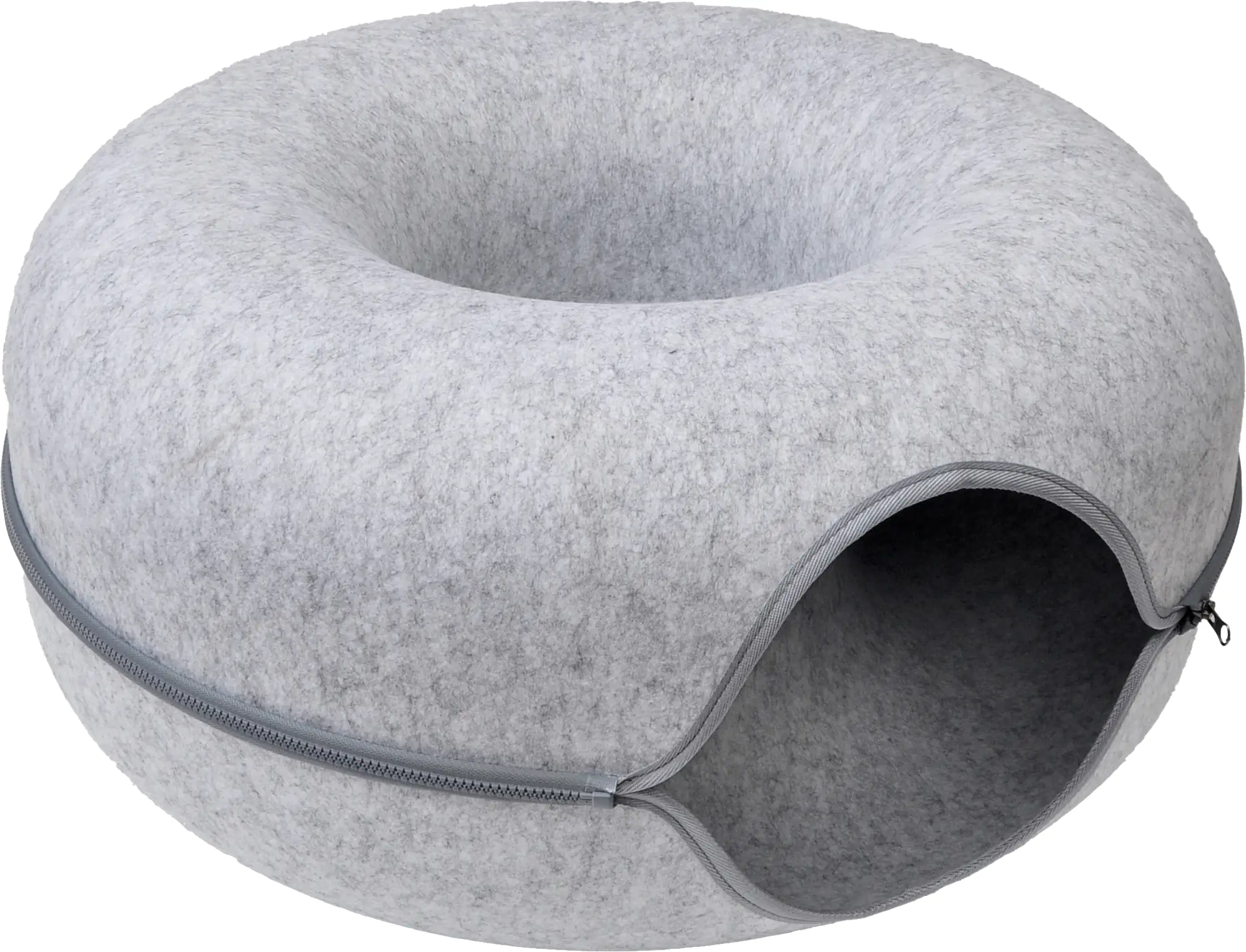 Aumüller Katzentunnel Donut Katzenhöhle dunkelgrau Filz mit Reißverschluss 60 x 60 x 30 cm