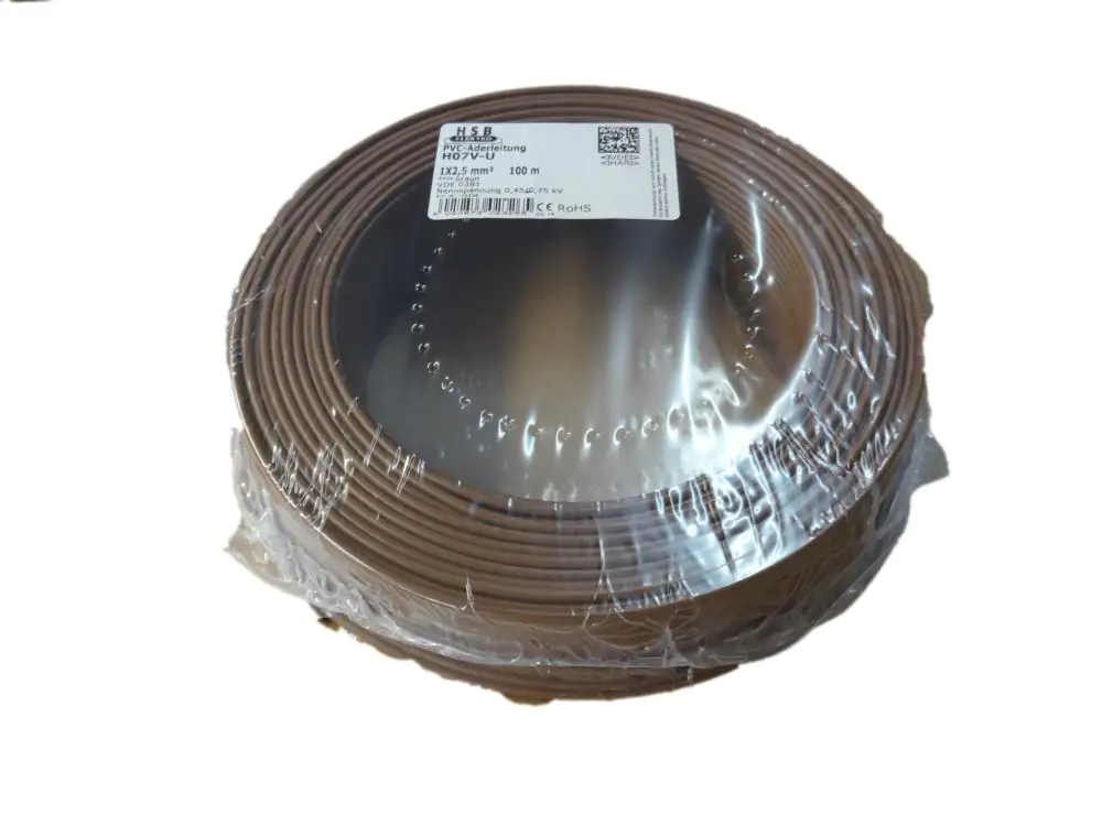 PVC-Aderleitung H07V-U 2,5 - 100 Meter, braun