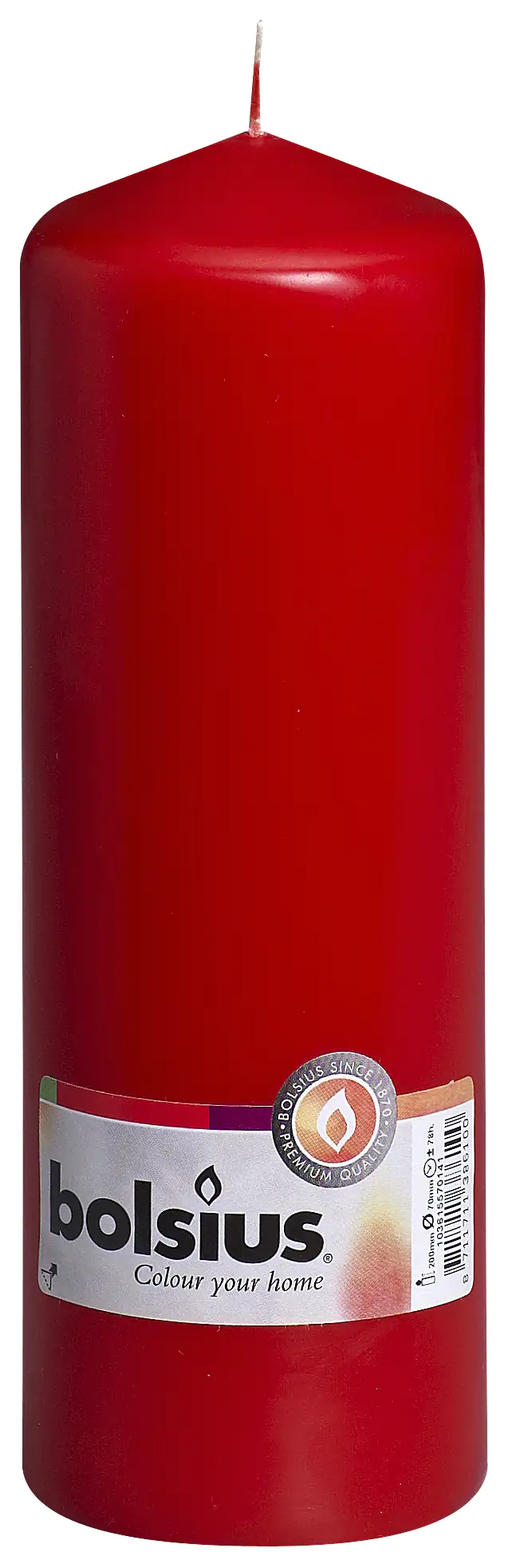 8711711386100 Bolsius Stumpenkerze rot, Höhe 20 cm, Ø 6,8 cm