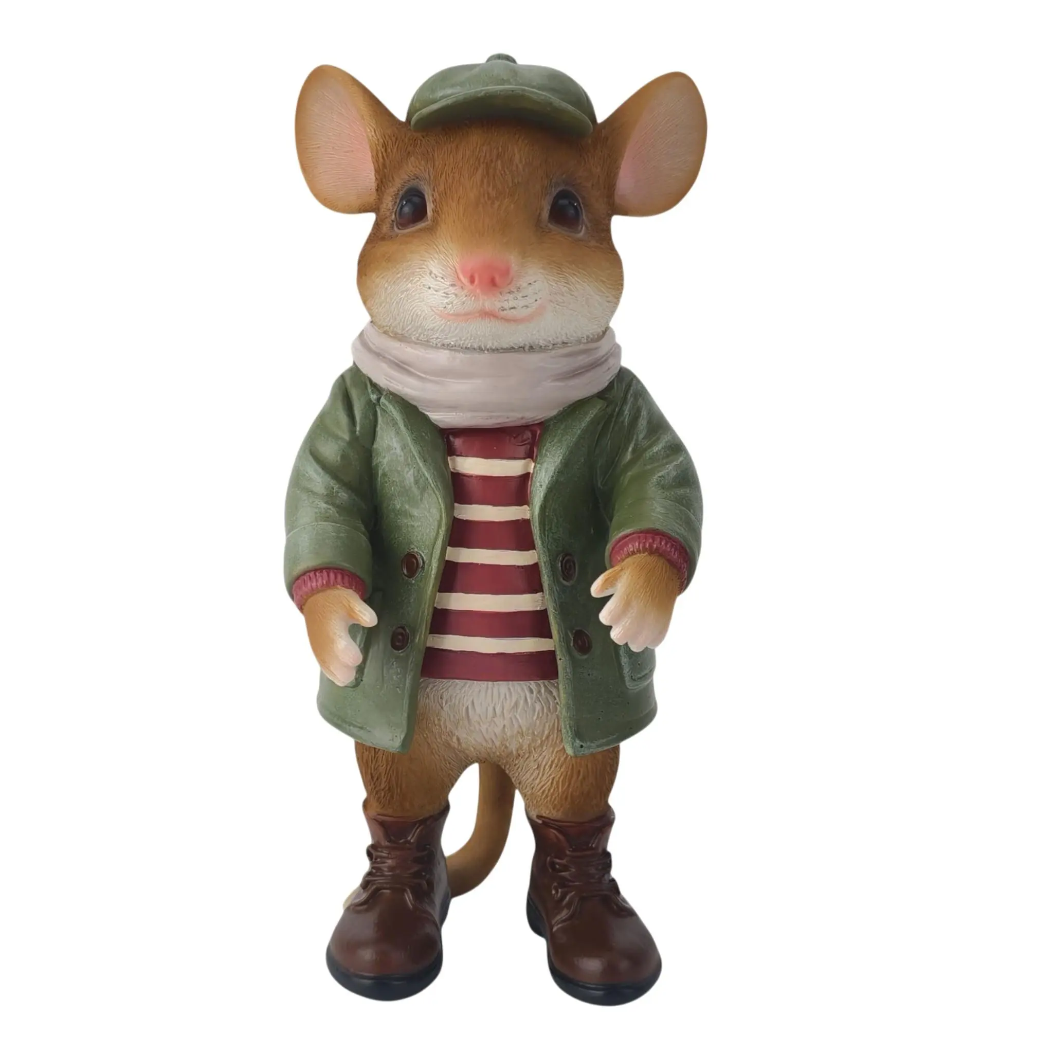 Dekofigur Maus mit grünem Mantel 19,5 x 9 cm braun/grün
