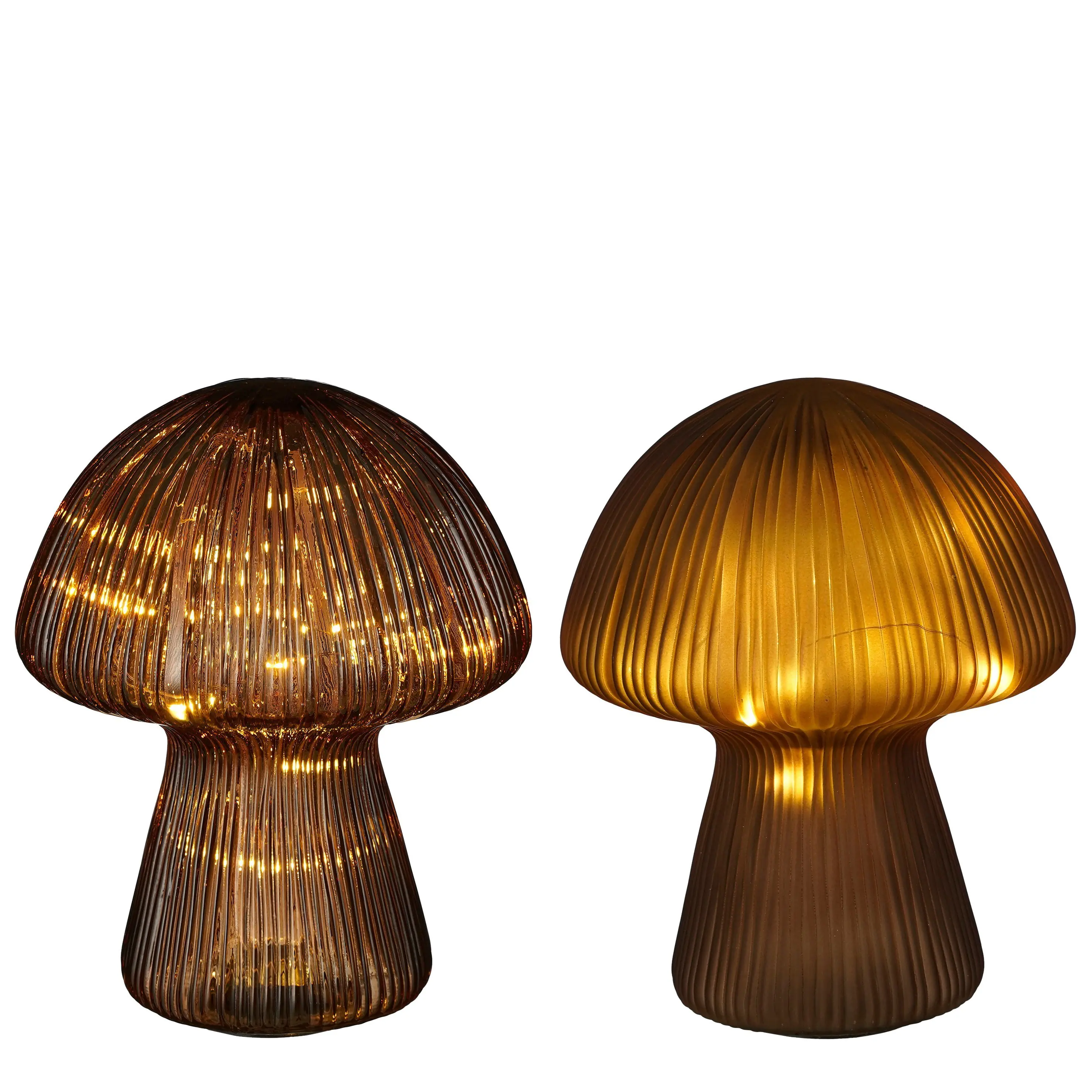 Mica Decorations LED Deko Lampe Glas Pilz Ø 20 x 25 cm 2-fach sortiert
