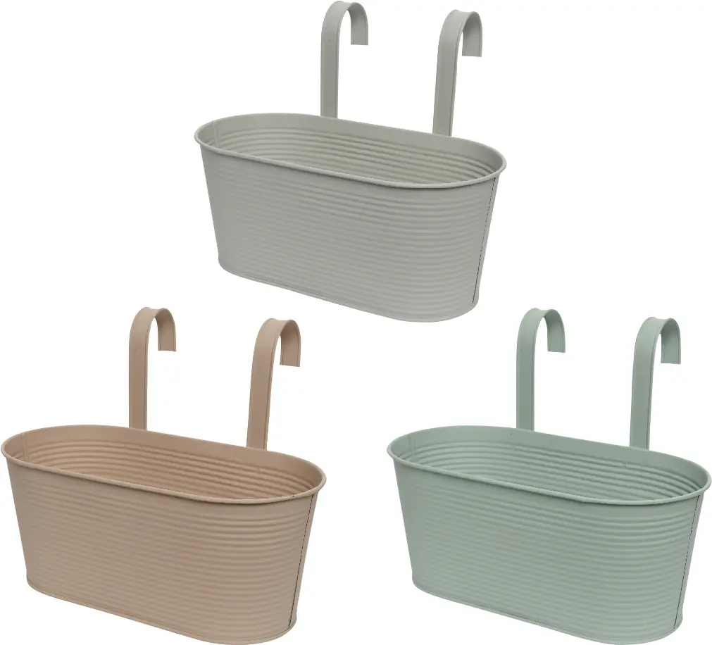 Kaemingk Topf Eisen 32 x 16 x 25,5 cm grau, mint, soft terrakotta