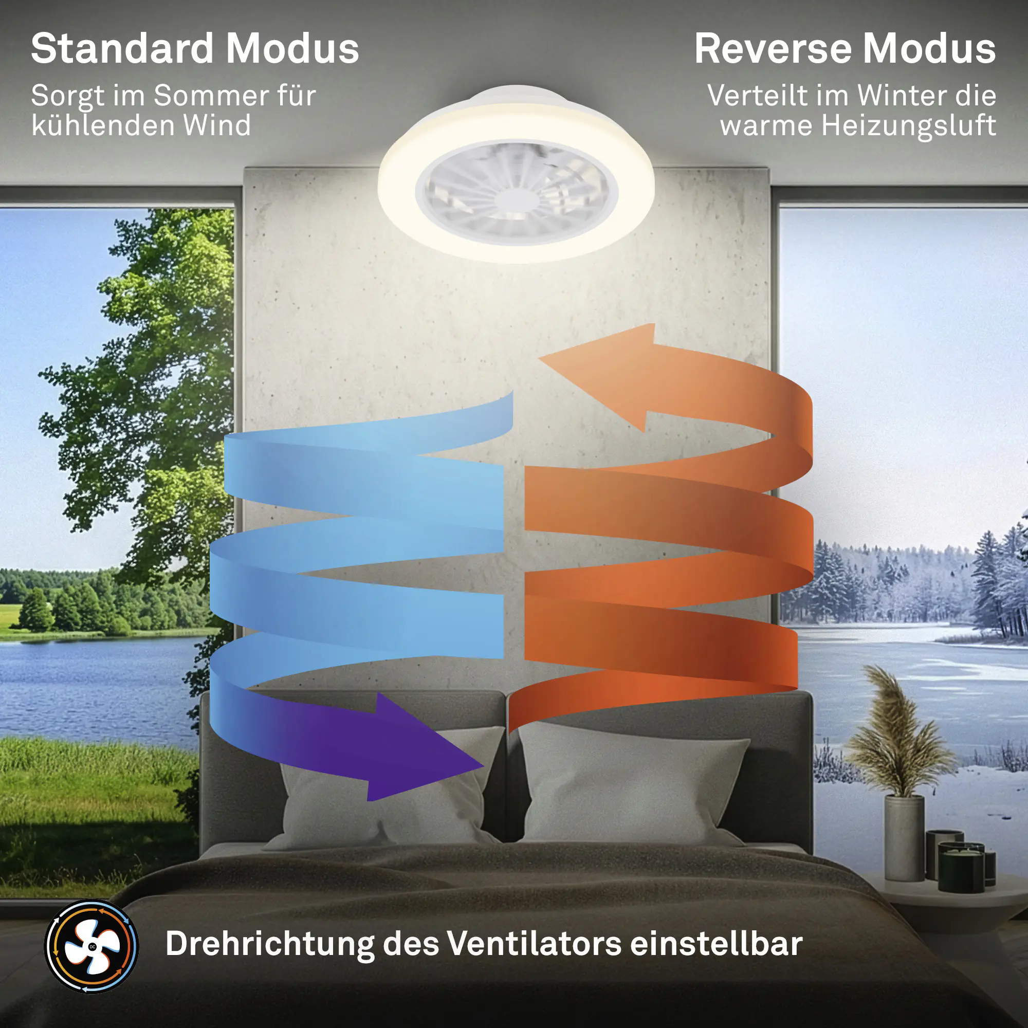 Briloner LED Deckenleuchte mit Ventilator Pafo Ø 38 cm 24 W weiß matt CCT dimmbar