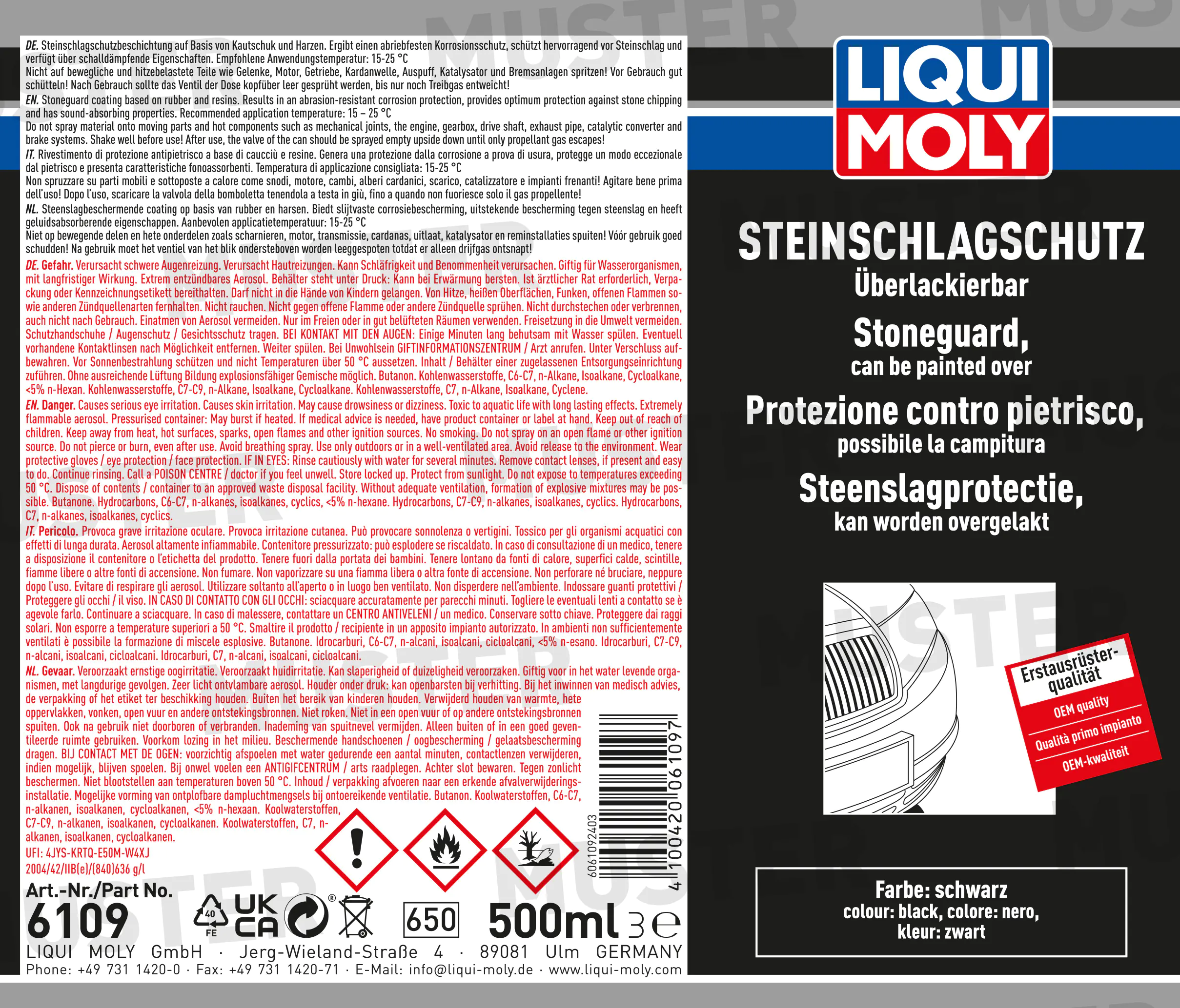 Liqui Moly Steinschlagschutz schwarz 500 ml