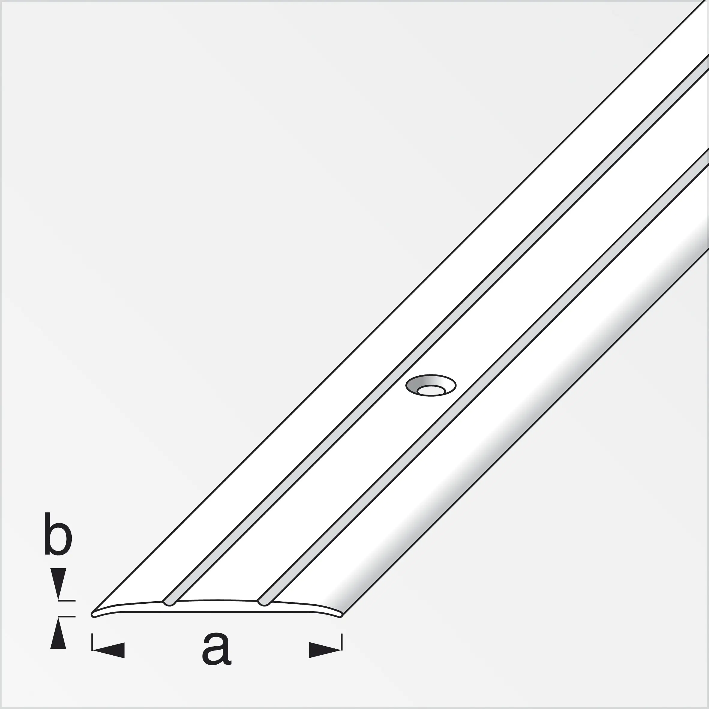 alfer Übergangsprofil 2 m, 37 x 2.5 mm Aluminium eloxiert silber
