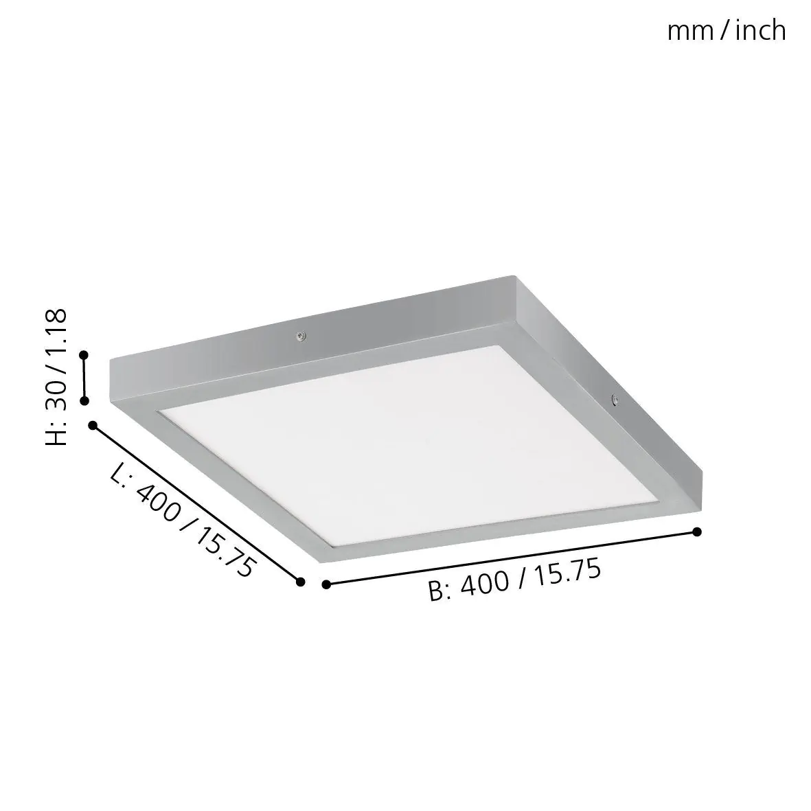 Eglo LED Deckenleuchte Fueva 1 silber 40 x 40 cm warmweiß