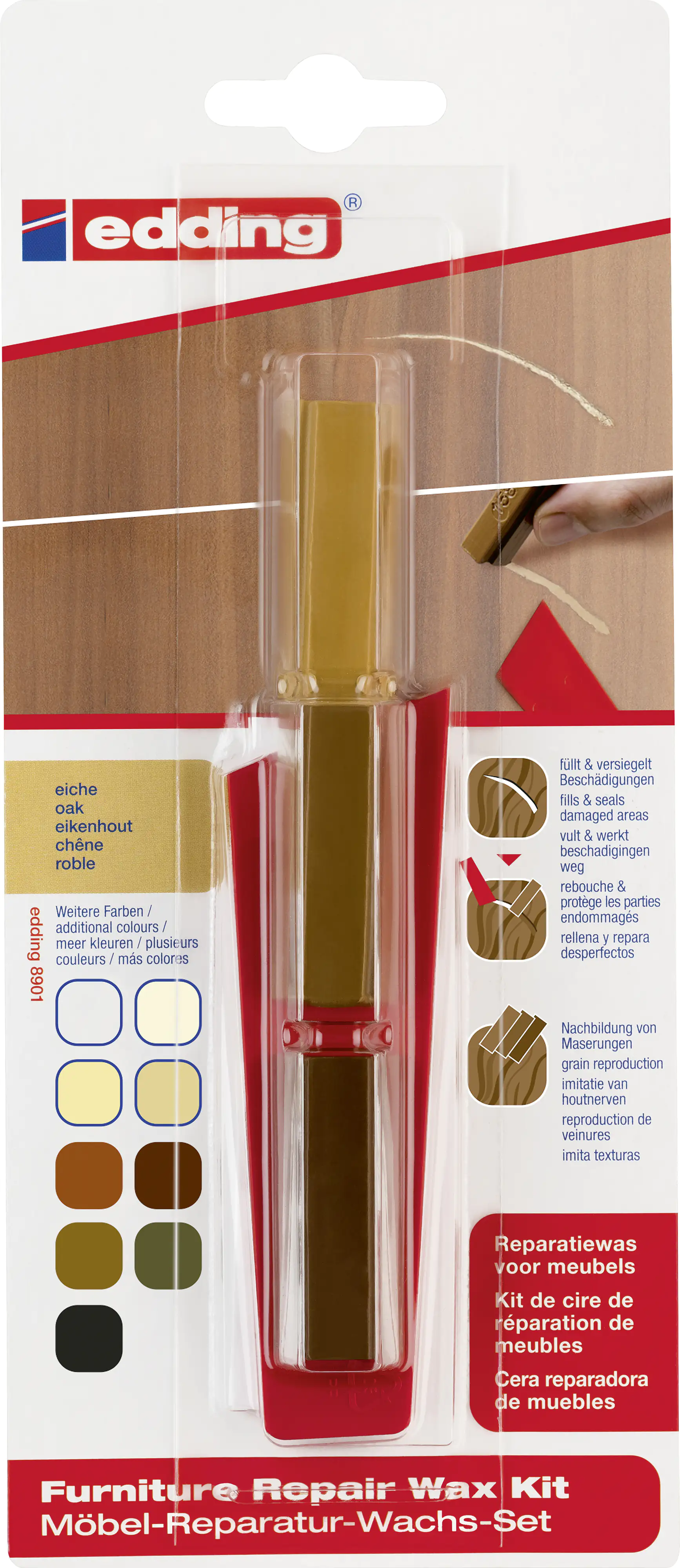 Edding Möbel-Reparaturwachs-Set 8901 eiche