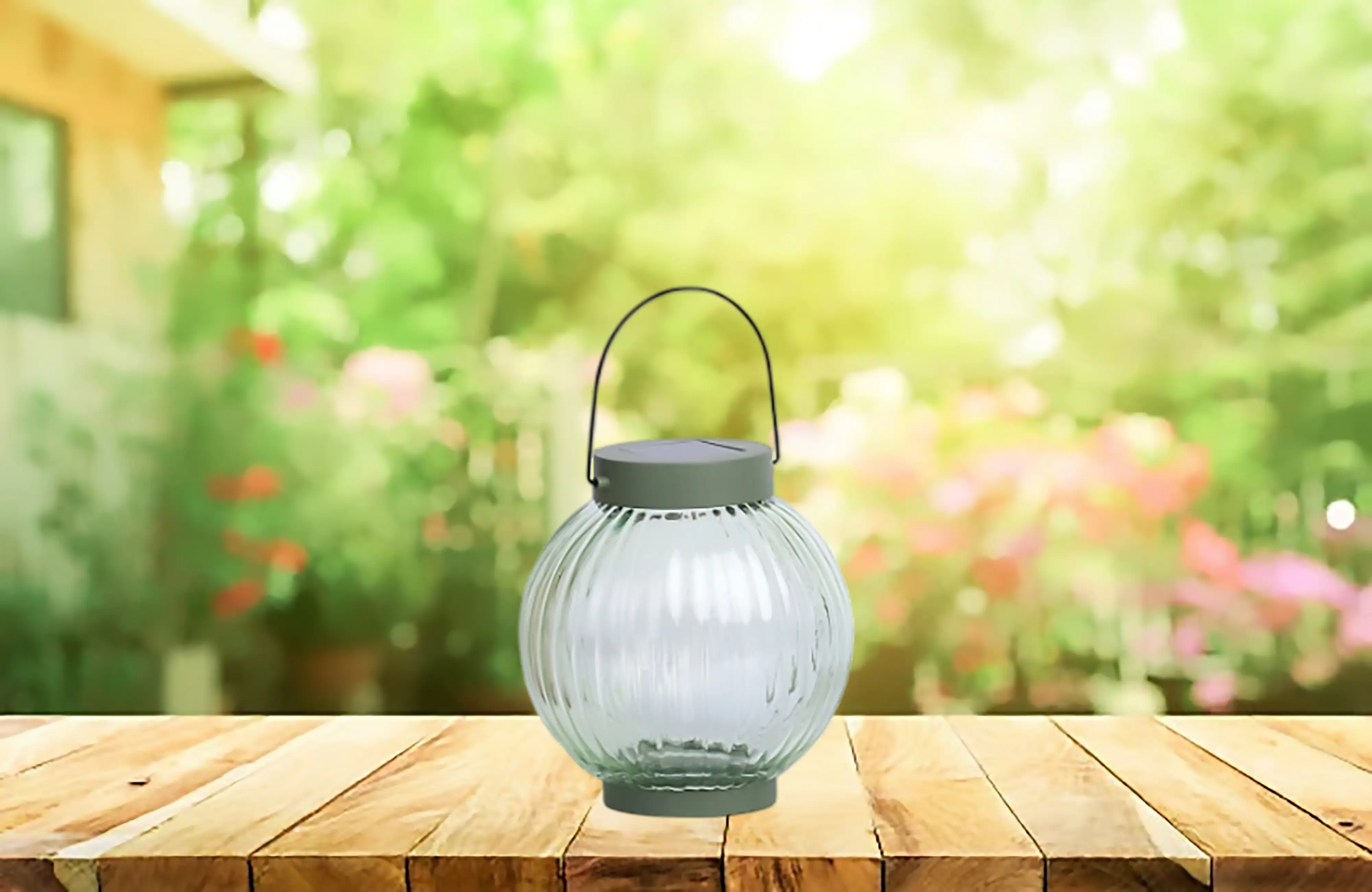 Dapo LED Solarleuchte Laterne Glas warmweiß