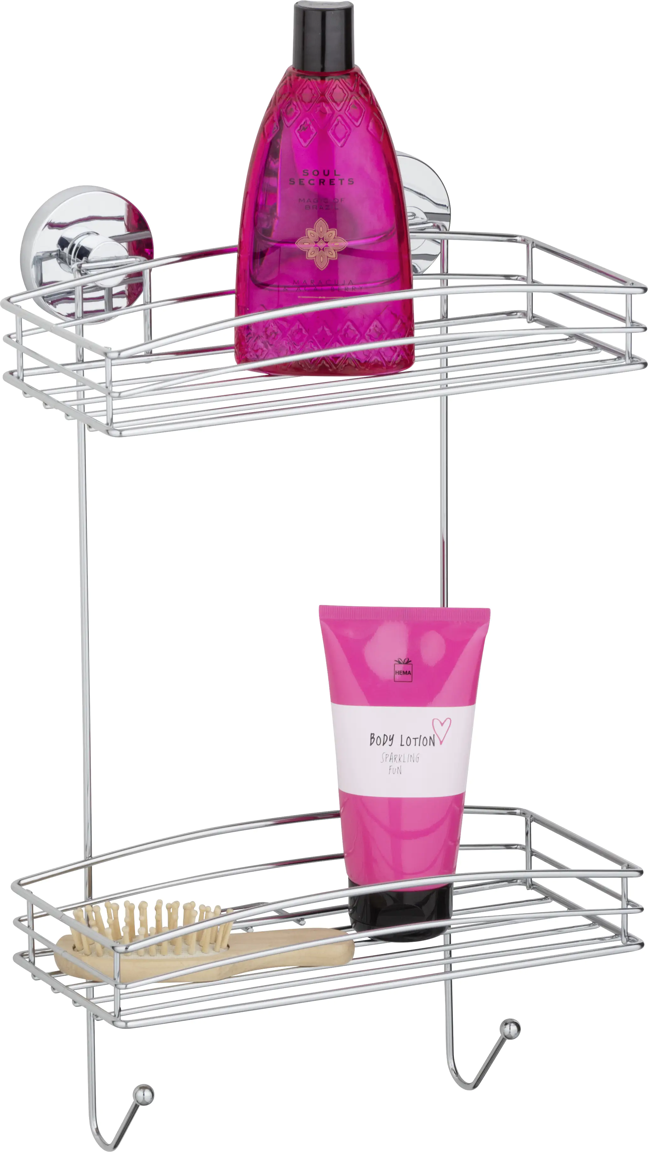 Wenko Wandregal Vacuum-Loc Stahl, chrom, 2 Ablagen