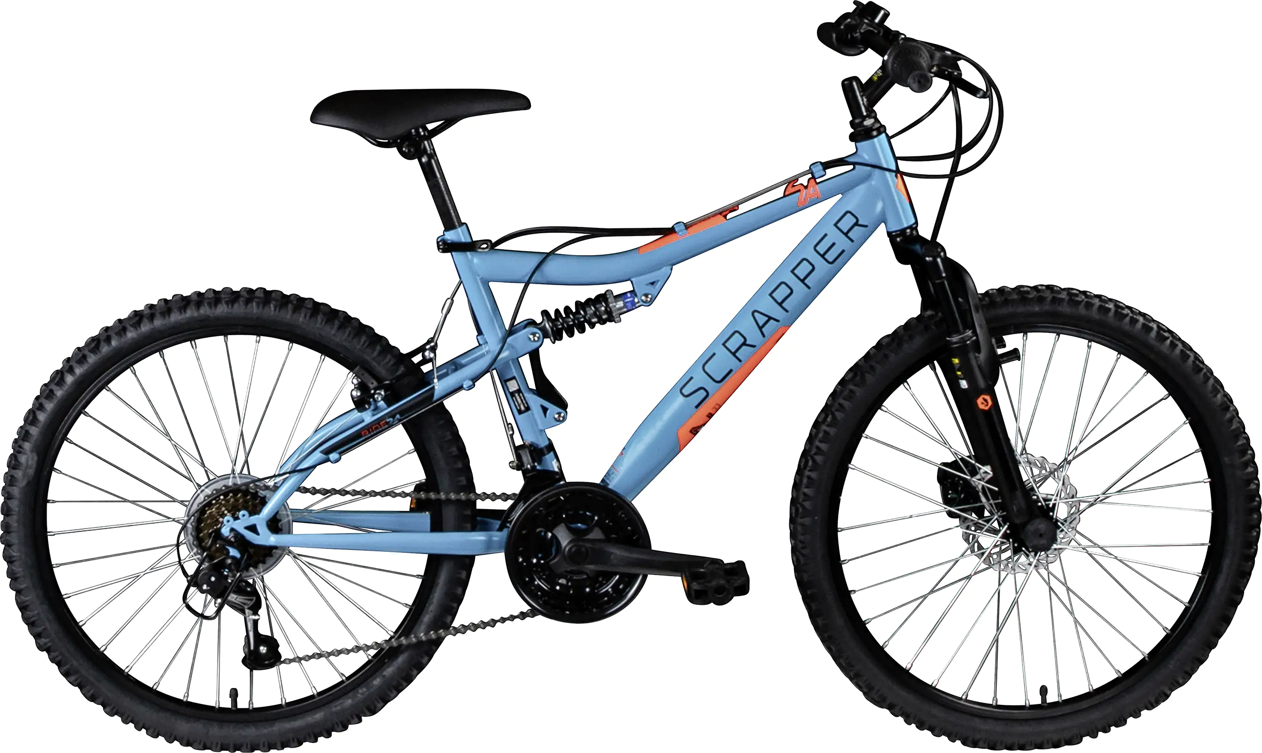 Scrapper Mountainbike RIDE 24 2.1 BT MTB Fully 24 Zoll RH 43cm 18-Gang blau orange