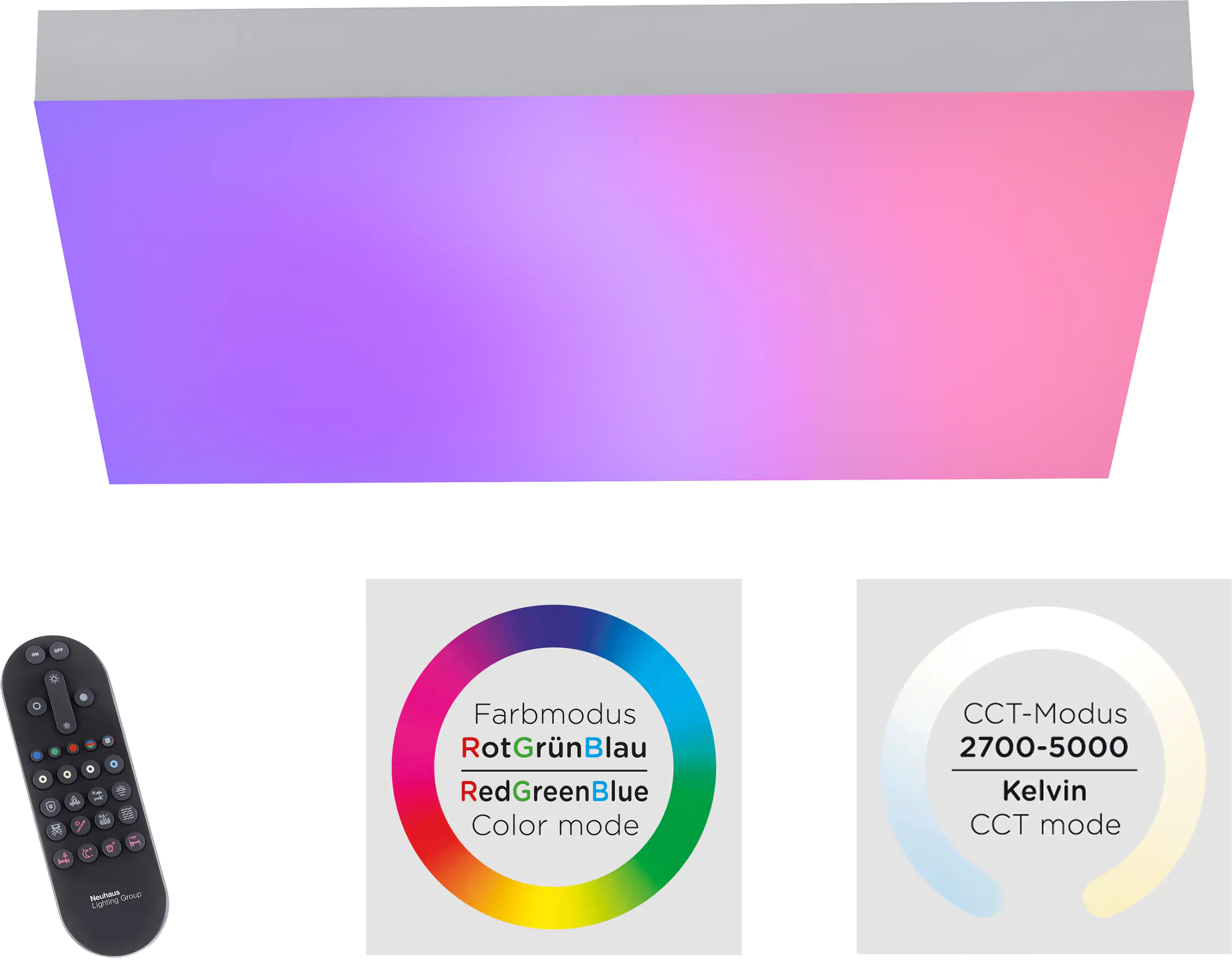 4043689974091_2922828 JustLight LED CCT Panel Alaska 100 x 25 cm 31 W RGB mit Fernbedienung