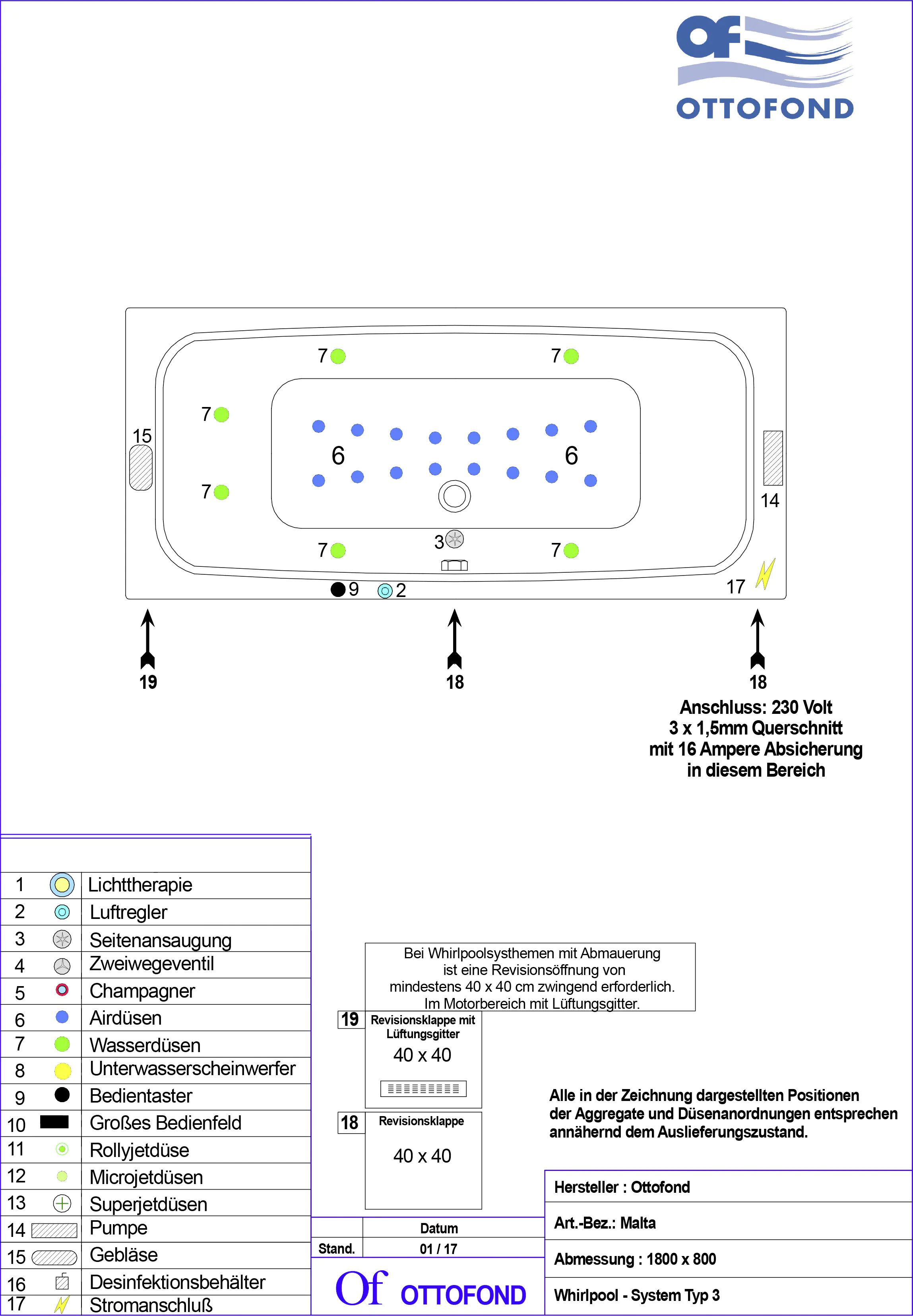 Ottofond Whirlpool-System Malta 180 cm, Typ 3 Ottofond Whirlpool-System Malta 180 cm, Typ 3