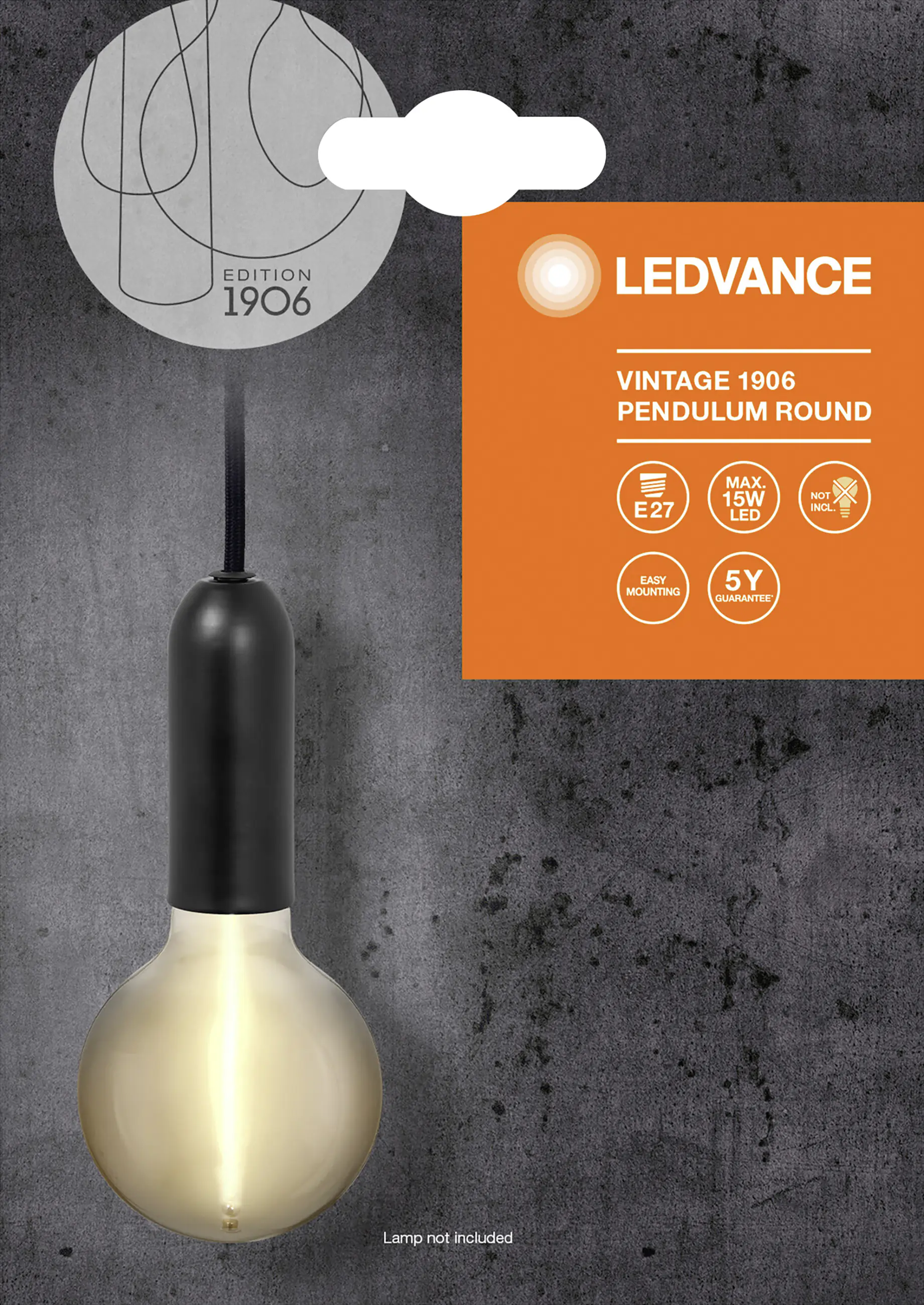 Ledvance Pendelleuchte schwarz Pendulum E27 164 cm