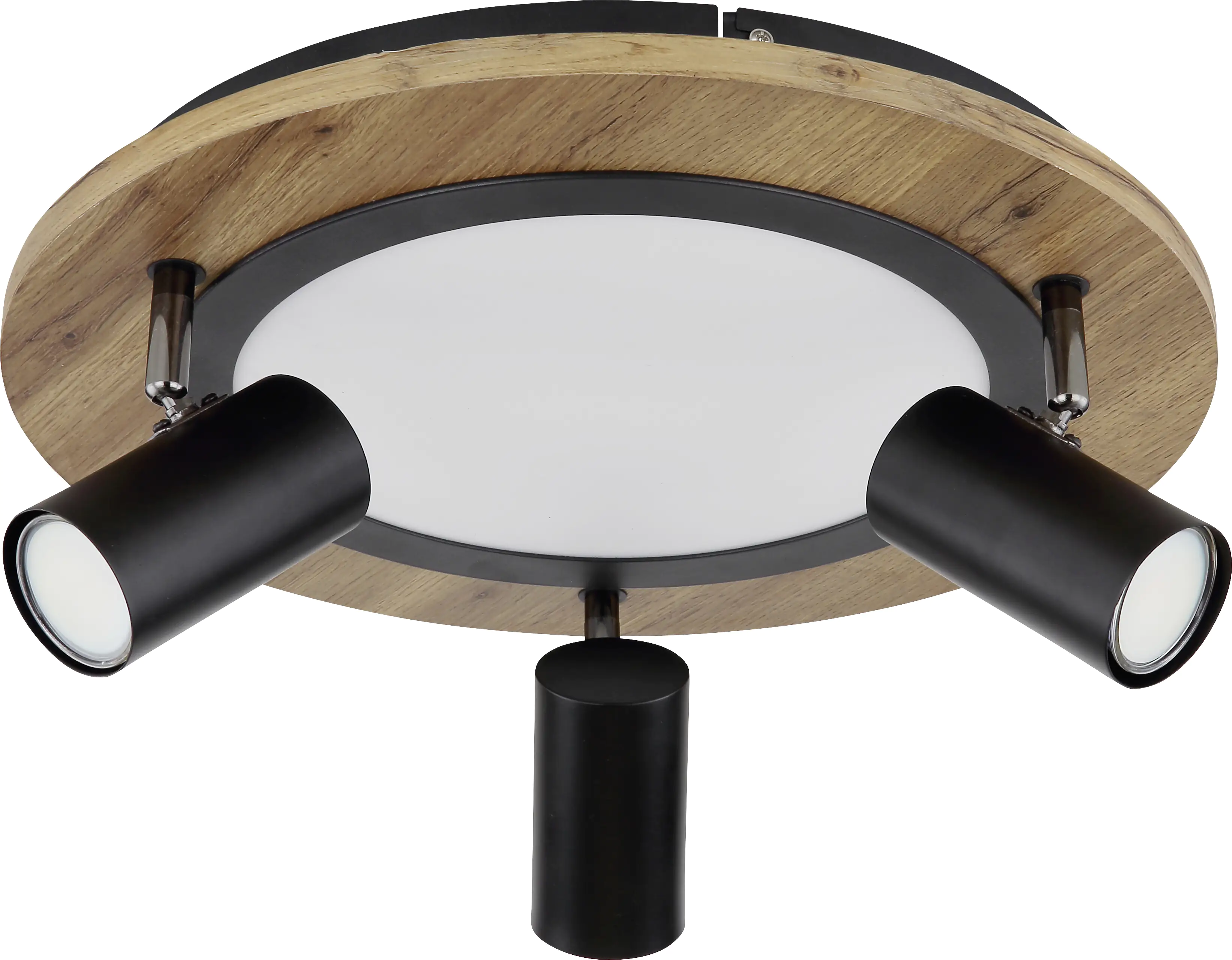 Globo LED Deckenleuchte Kassu schwarz-holz Ø 40 cm GU10, warmweiß Globo LED Deckenleuchte Kassu schwarz-holz Ø 40 cm GU10, warmweiß