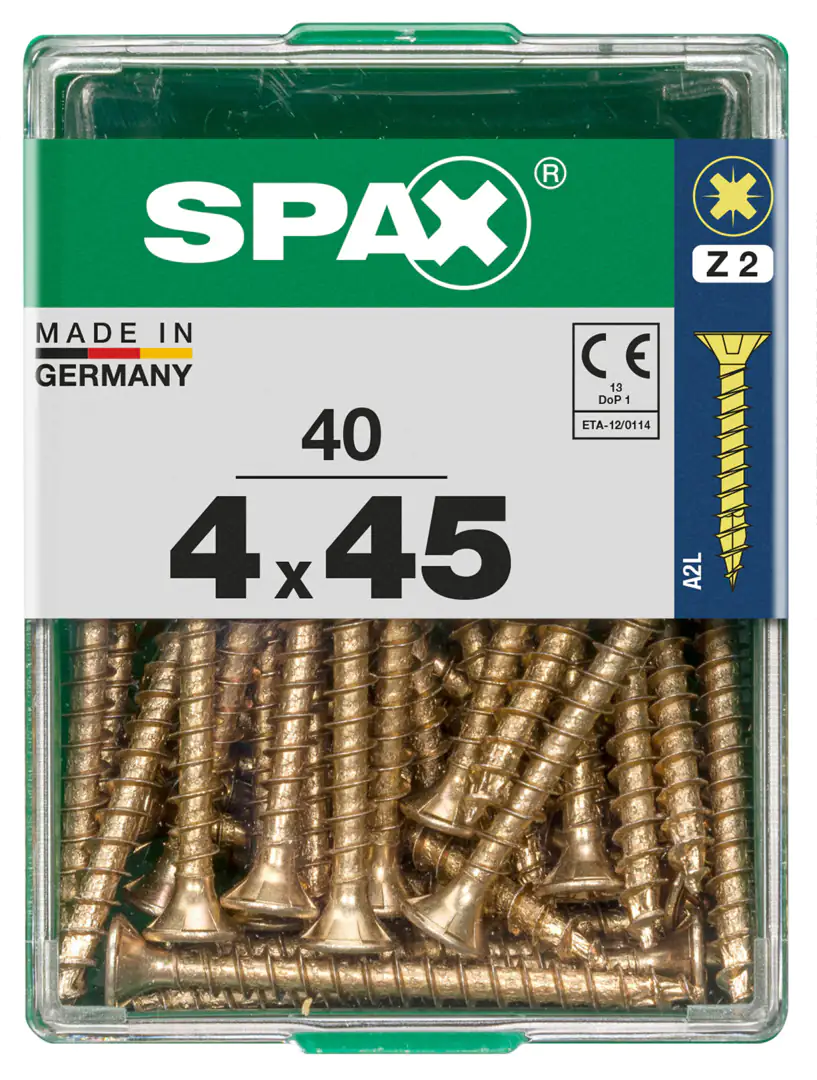 Spax Universalschrauben 4.0 x 45 mm PZ 2 - 40 Stk. Spax Universalschrauben 4.0 x 45 mm PZ 2 - 40 Stk.