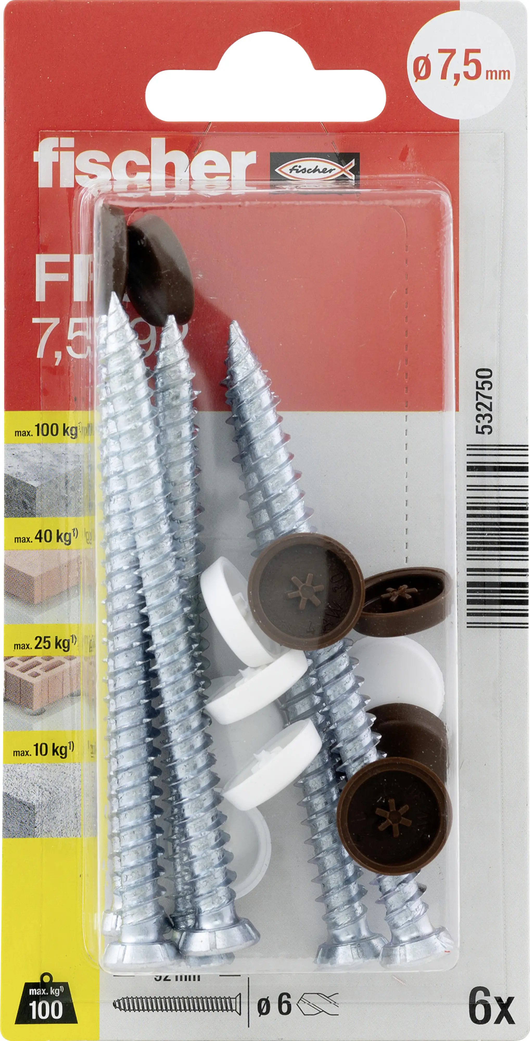 Fischer Fensterrahmenschrauben TX30 FFS 7.5 x 92 mm - 6 Stück Fischer Fensterrahmenschrauben TX30 FFS 7.5 x 92 mm - 6 Stück