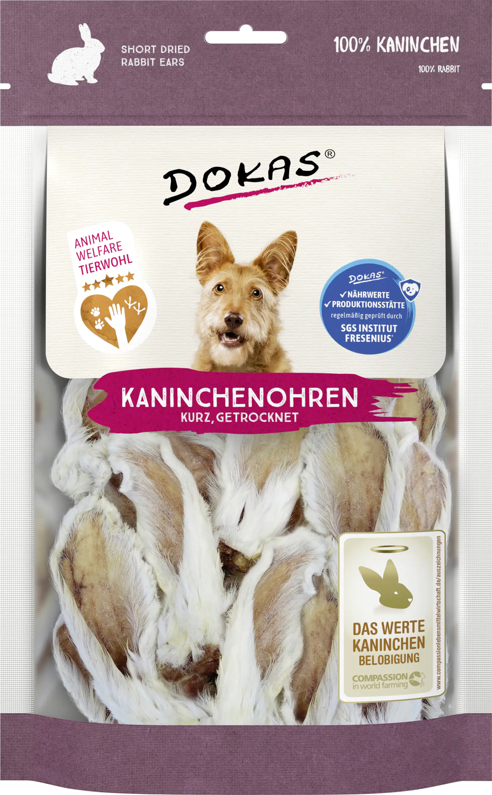 Dokas Kaninchenohren mit Fell 100 g, getrocknet Dokas Kaninchenohren mit Fell 100 g, getrocknet