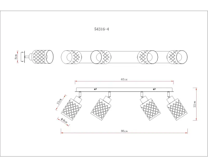 Globo Strahler Alonso 86 x 22 cm L x H schwarz