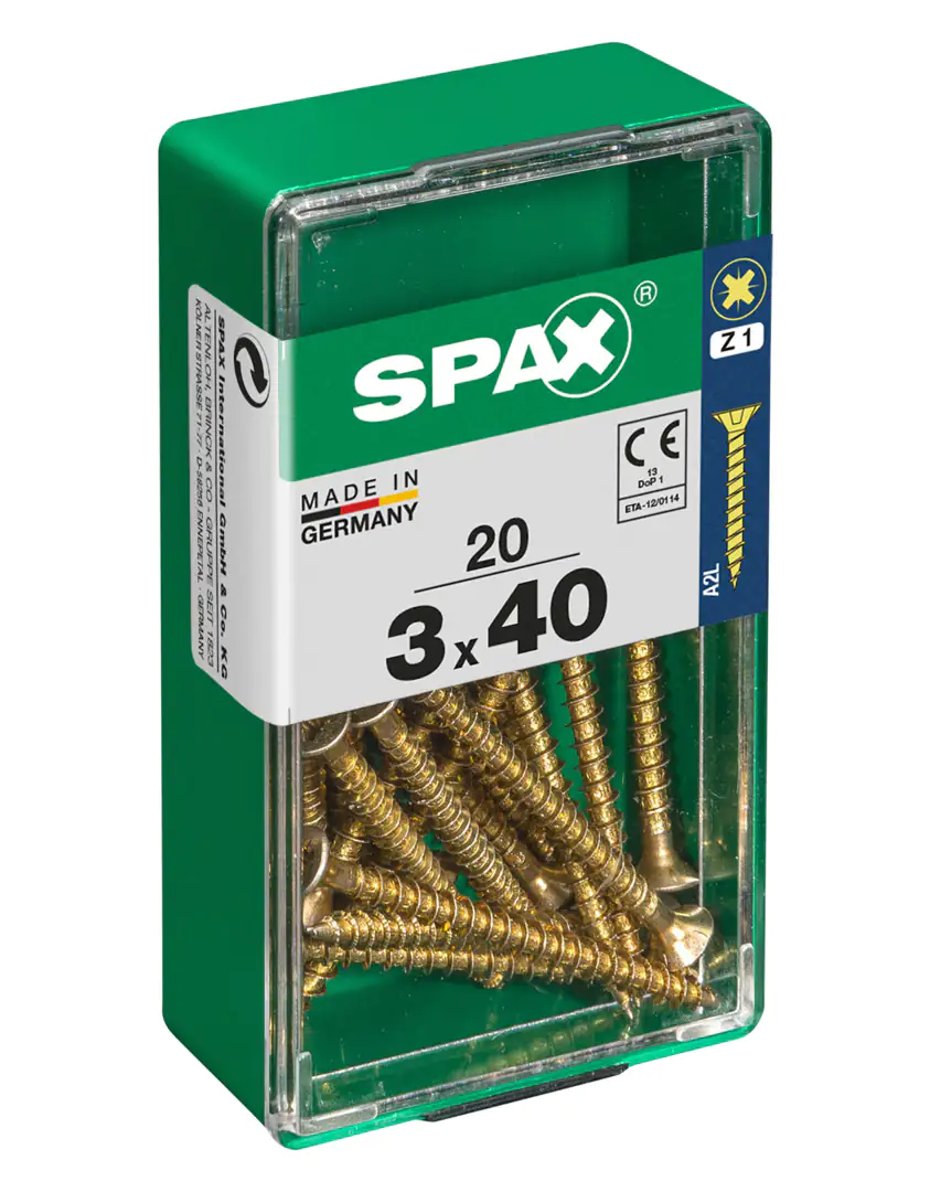 Spax Universalschrauben 3.0 x 40 mm PZ 1 - 20 Stk. Spax Universalschrauben 3.0 x 40 mm PZ 1 - 20 Stk.