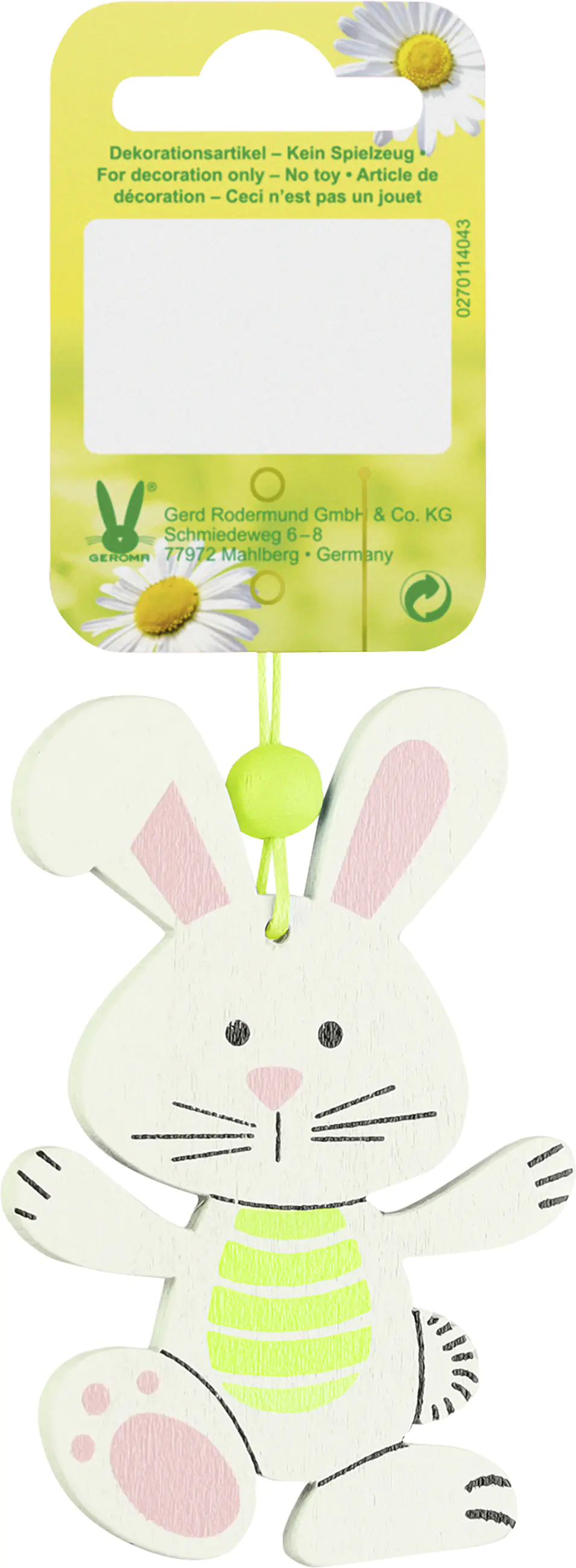 Dekohänger Osterhase Holz 8 x 6 cm grün