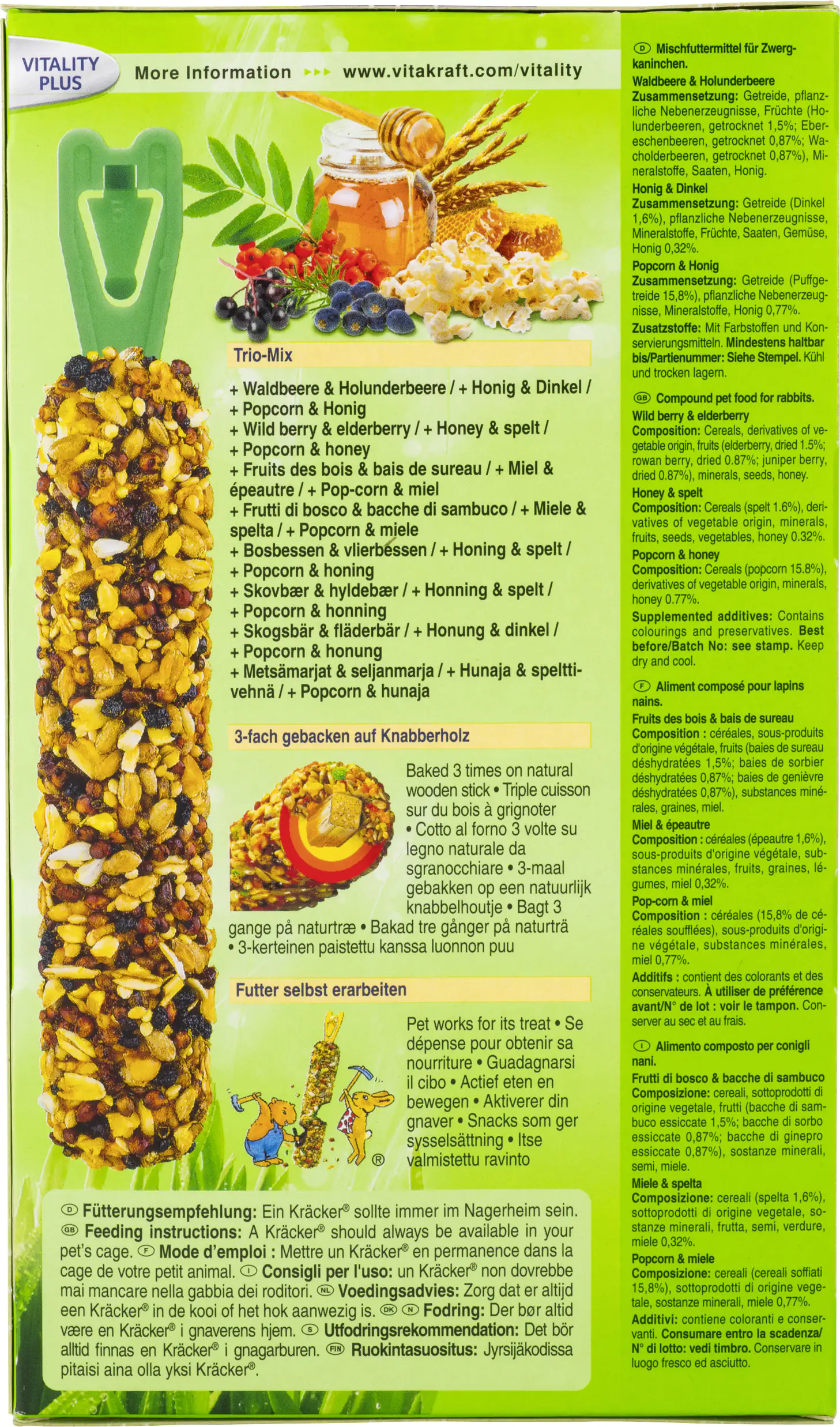 Vitakraft Kräcker® Trio Waldbeere,Honig,Popcorn,ZK 3 Stück / 160 g Vitakraft Kräcker® Trio Waldbeere,Honig,Popcorn,ZK 3 Stück / 160 g