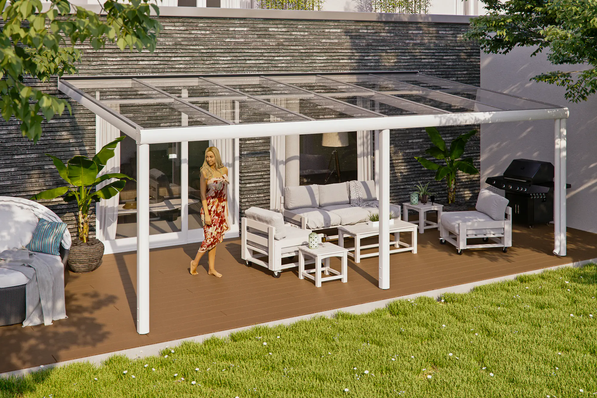 SKAN HOLZ Terrassenüberdachung Monza 648 x 357 cm Aluminium Weiß SKAN HOLZ Terrassenüberdachung Monza 648 x 357 cm Aluminium Weiß