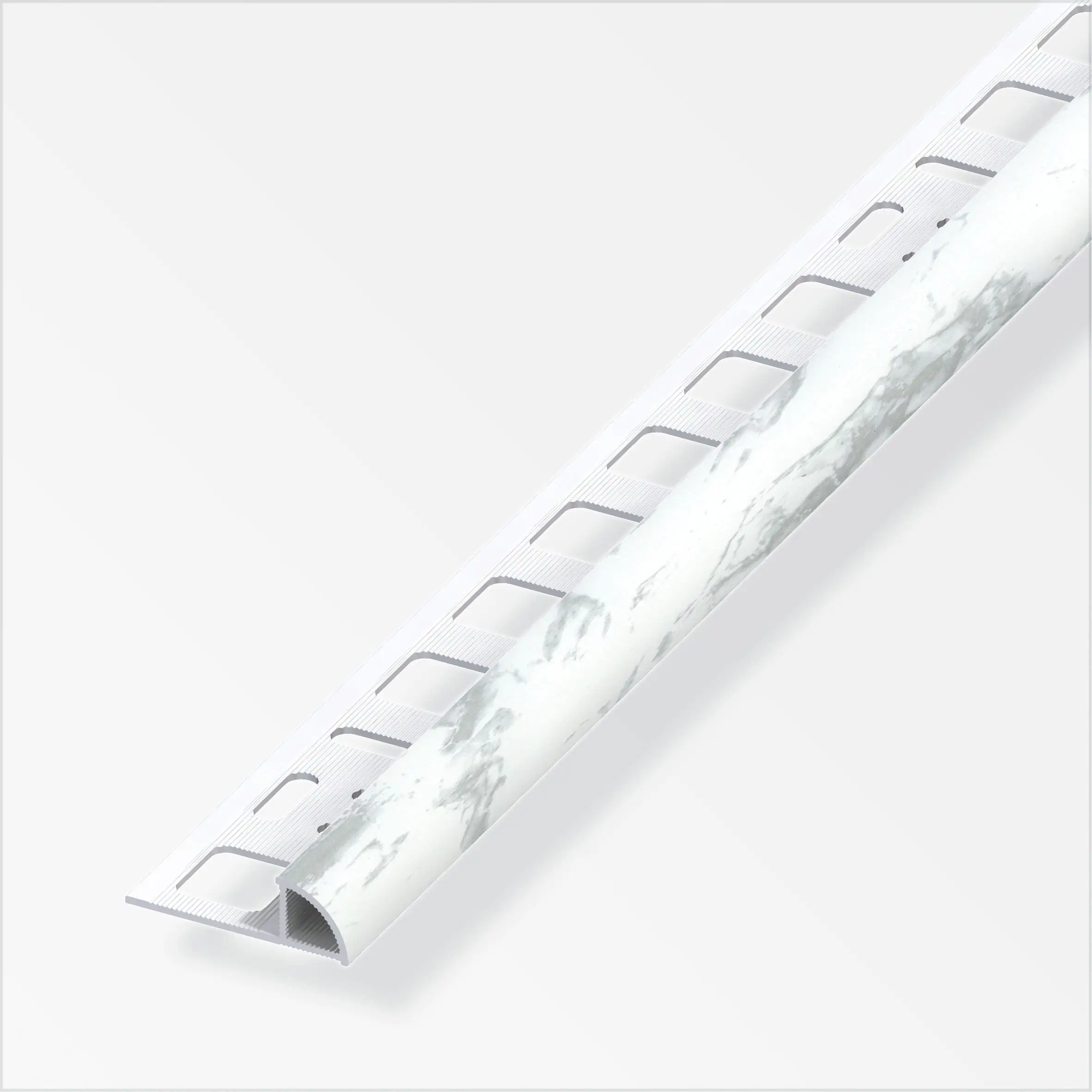 alfer Viertelkreisprofil PVC glatt weiß marmor