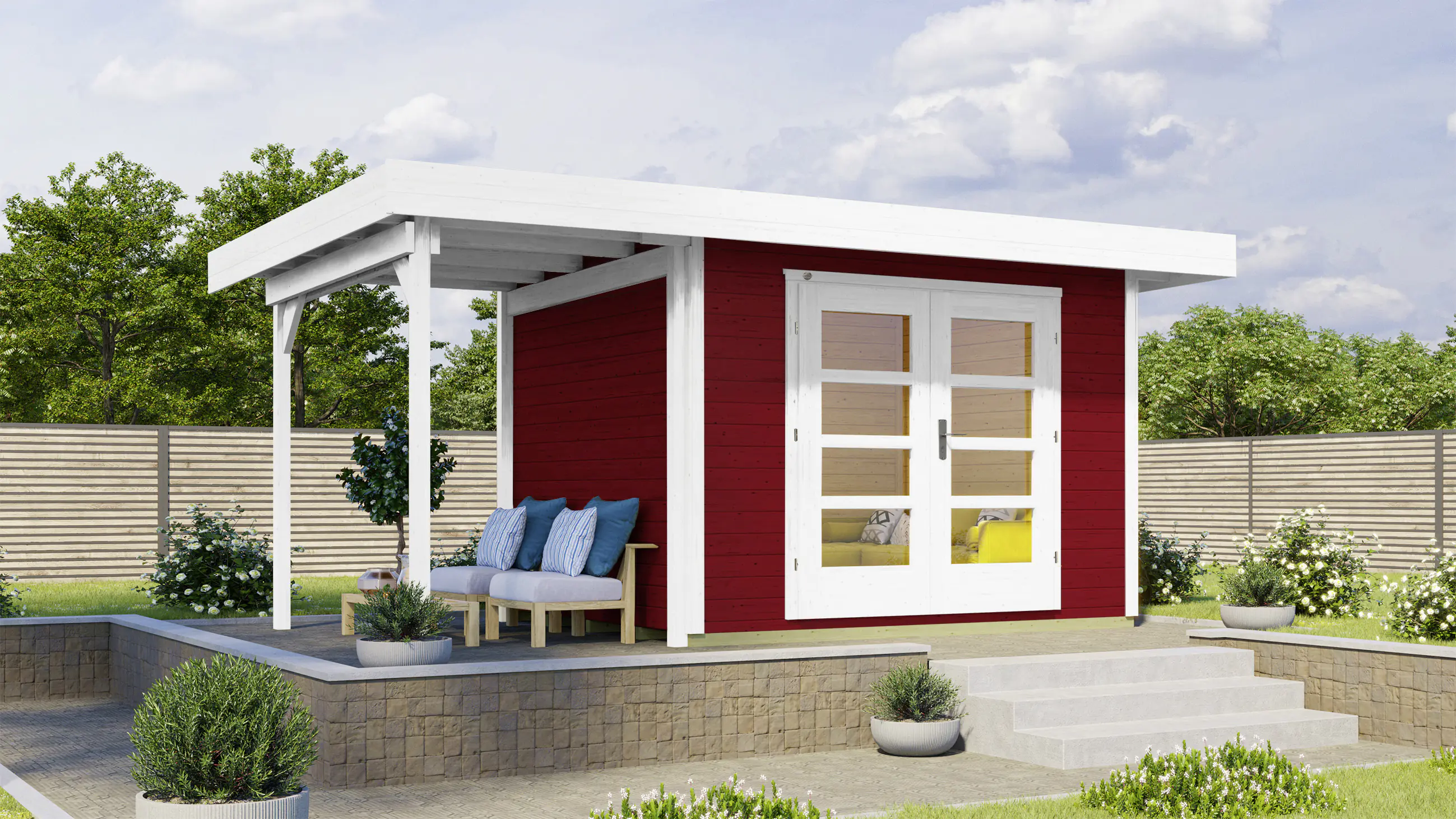 Weka Designhaus 126 A 442 x 241 cm schwedenrot mit Fußboden