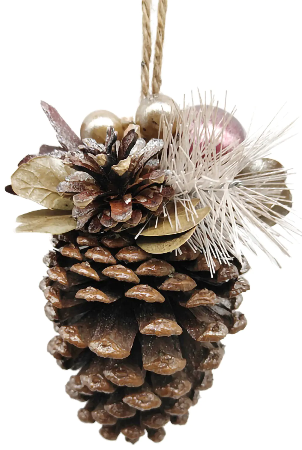 TrendLine Hängedekoration mit Glitzer und Tannenzapfen, 15*10*10 cm
