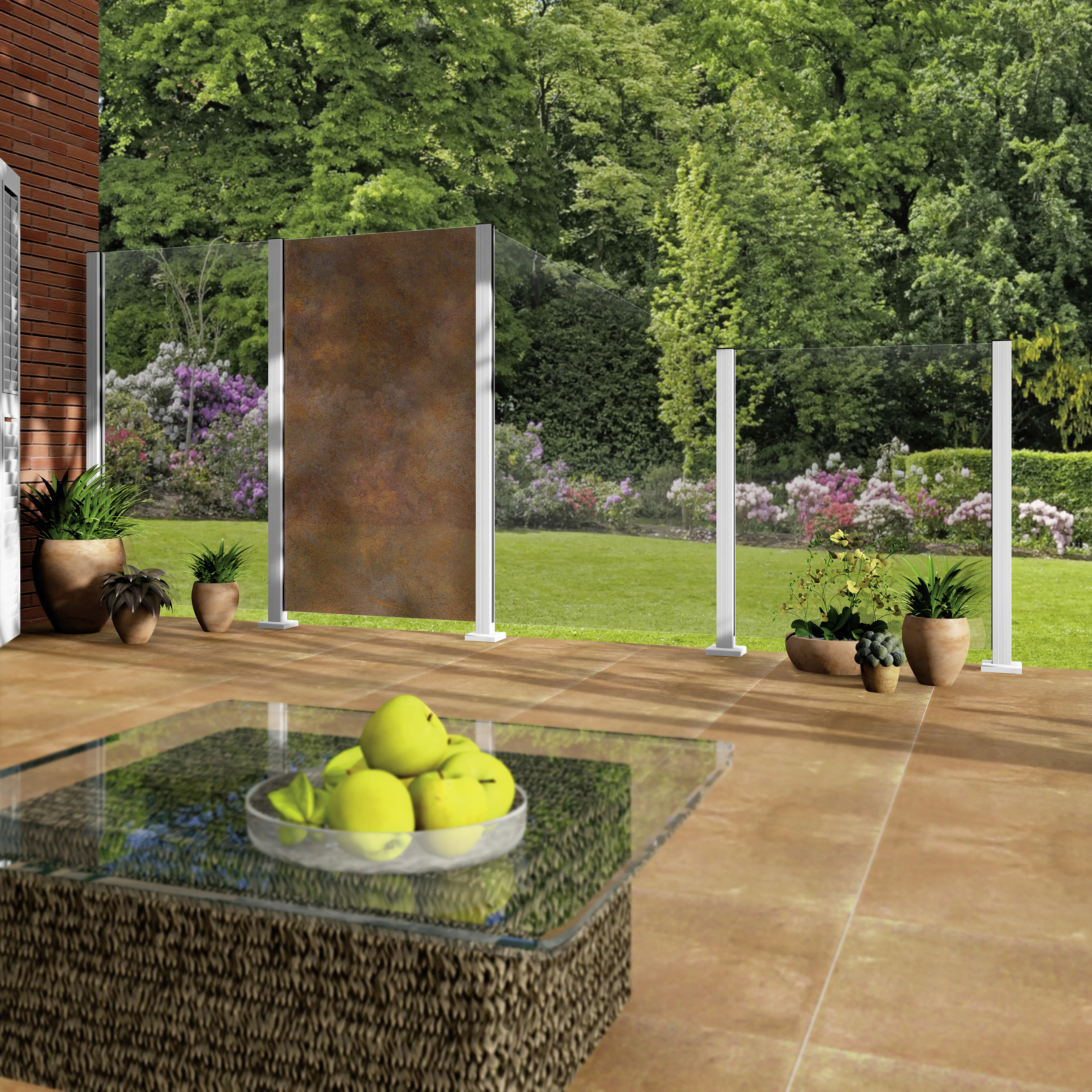 Ambiente Glaszaun Erweiterungsset Klarglas 187 x 124,2 cm mit Motivdruck weiß Ambiente Glaszaun Erweiterungsset Klarglas 187 x 124,2 cm mit Motivdruck weiß