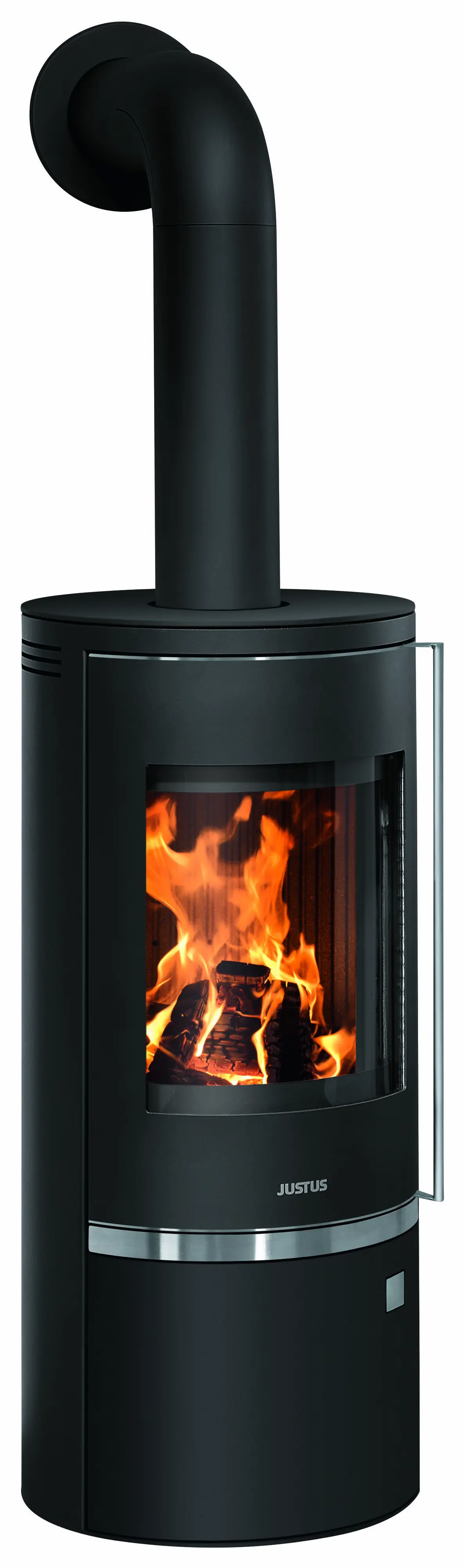 Justus Kaminofen Faro Top 2.0 Stahl schwarz mit Abdeckplatte Guss schwarz 6 kW
