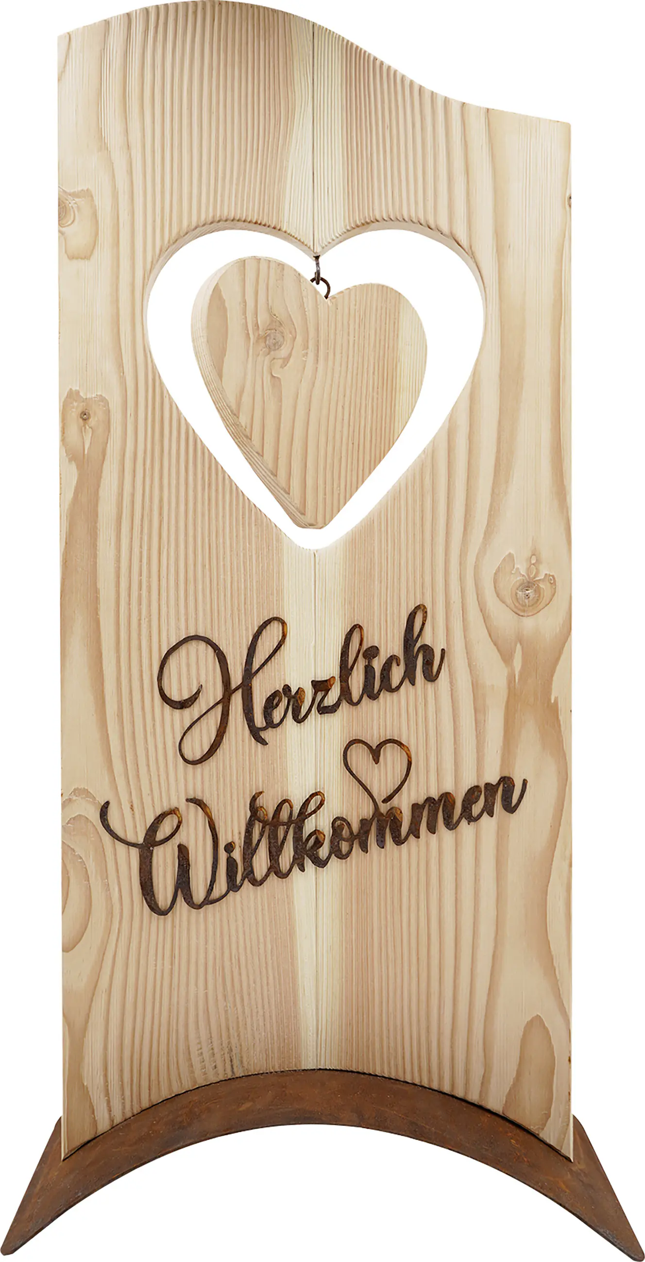 Badeko Holzständer Herzlich Willkommen 72 cm braun