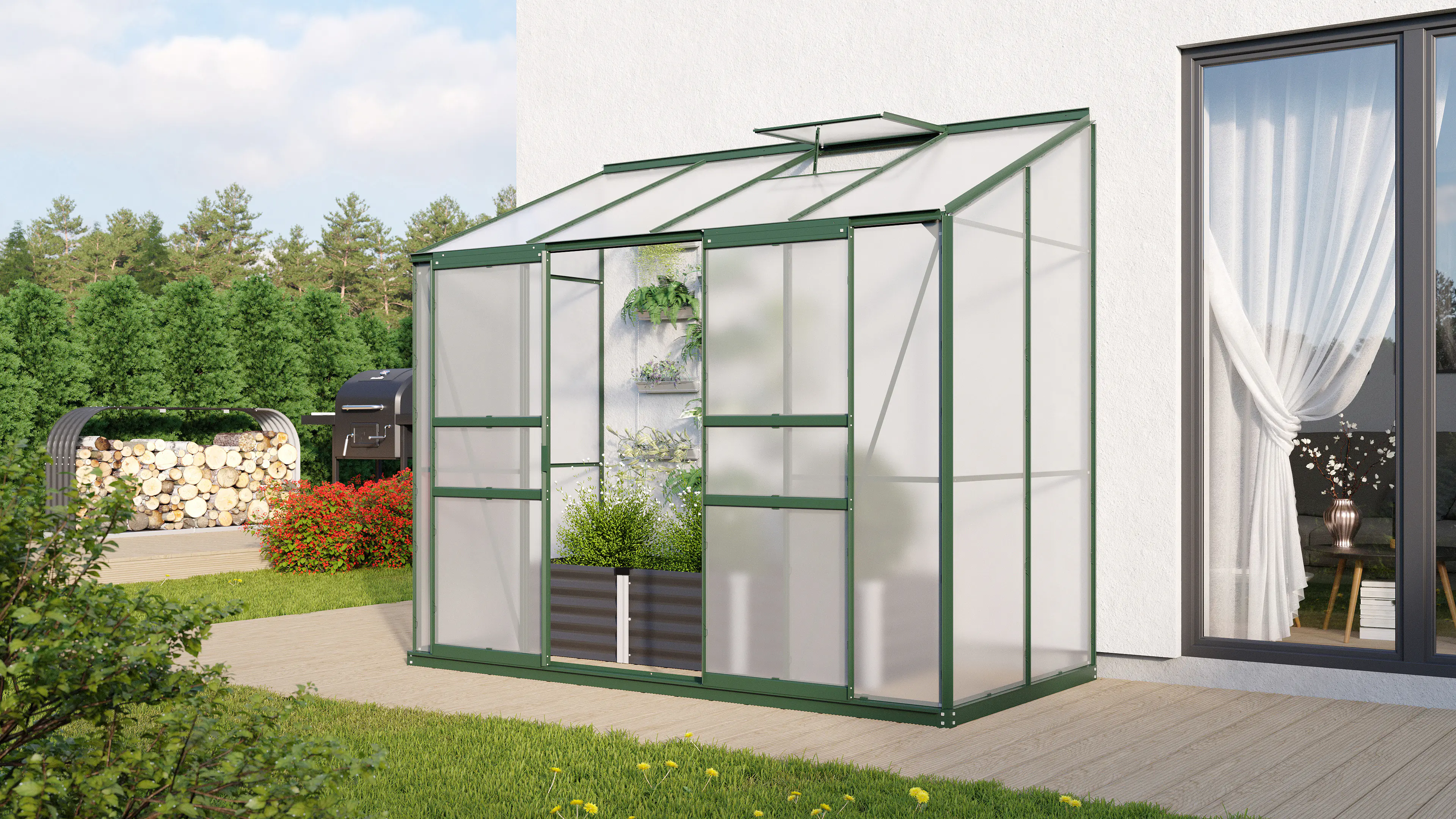 Vitavia Anlehngewächshaus Styx 3300 128 x 254 cm 4 mm Hohlkammerplatten