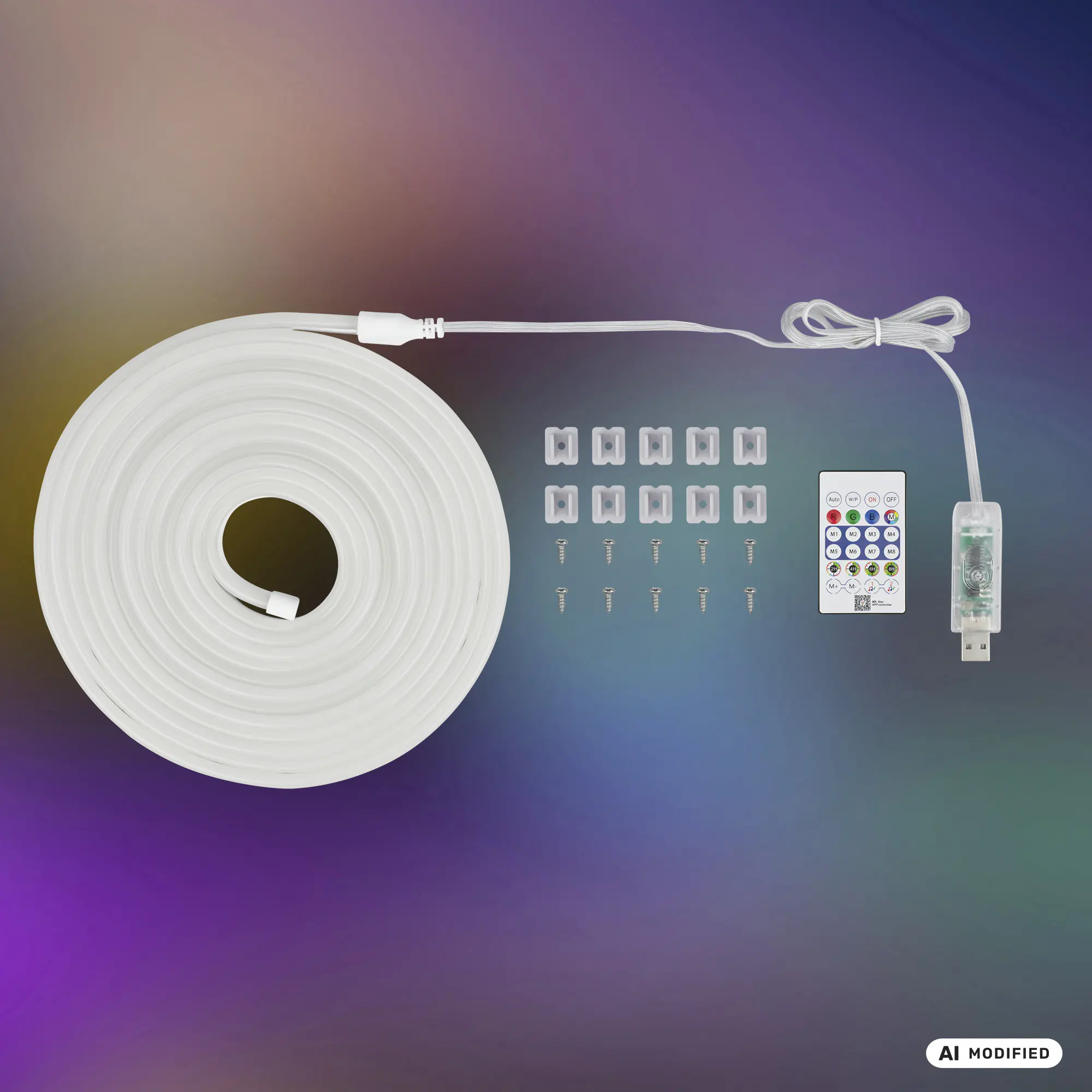 Briloner LED-Streifen Neon RGB mit Musiksensor 5 m dimmbar weiß