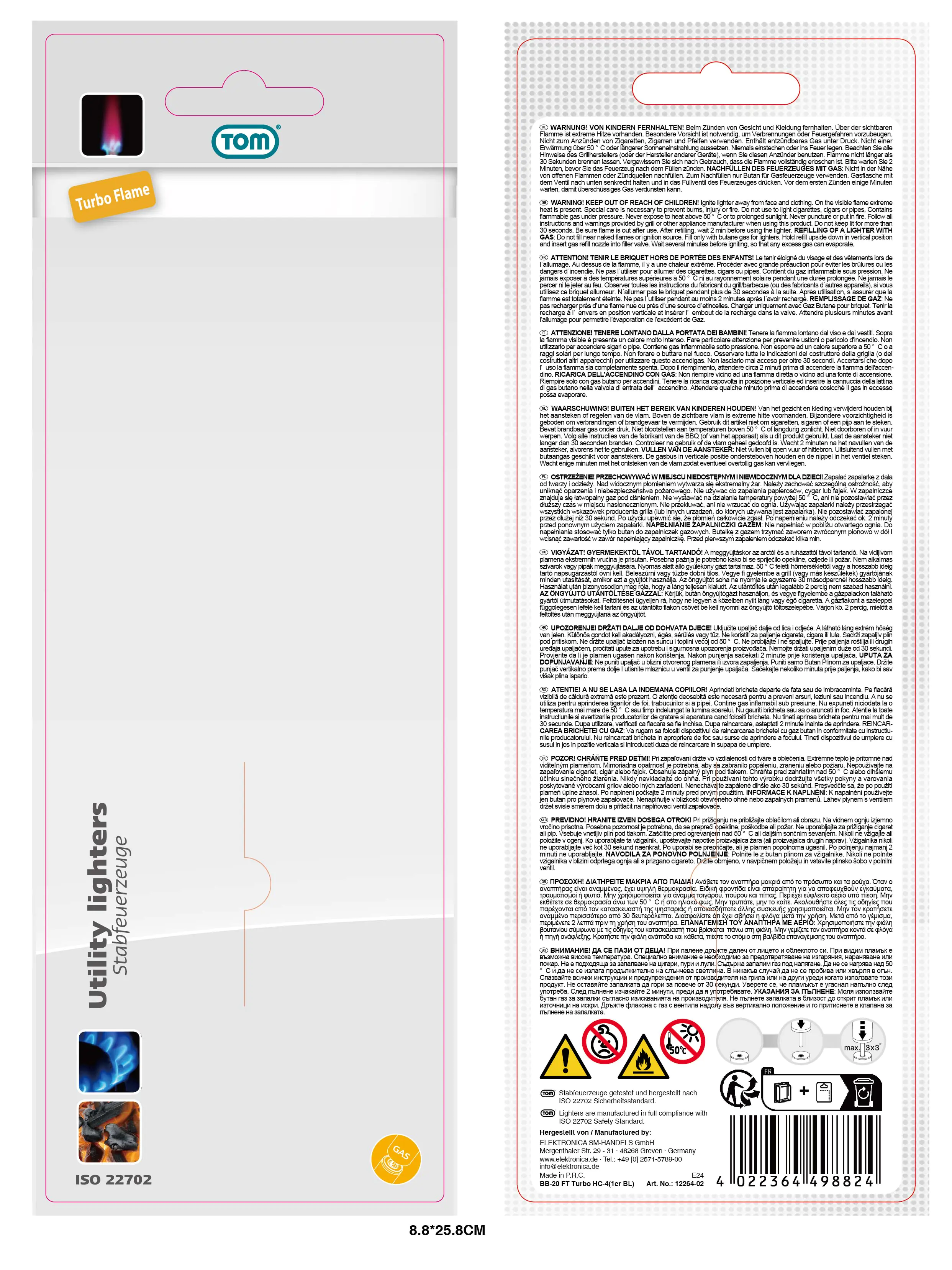 TOM Stabfeuerzeug BB-20 FT Turbo HC-4 TOM Stabfeuerzeug BB-20 FT Turbo HC-4