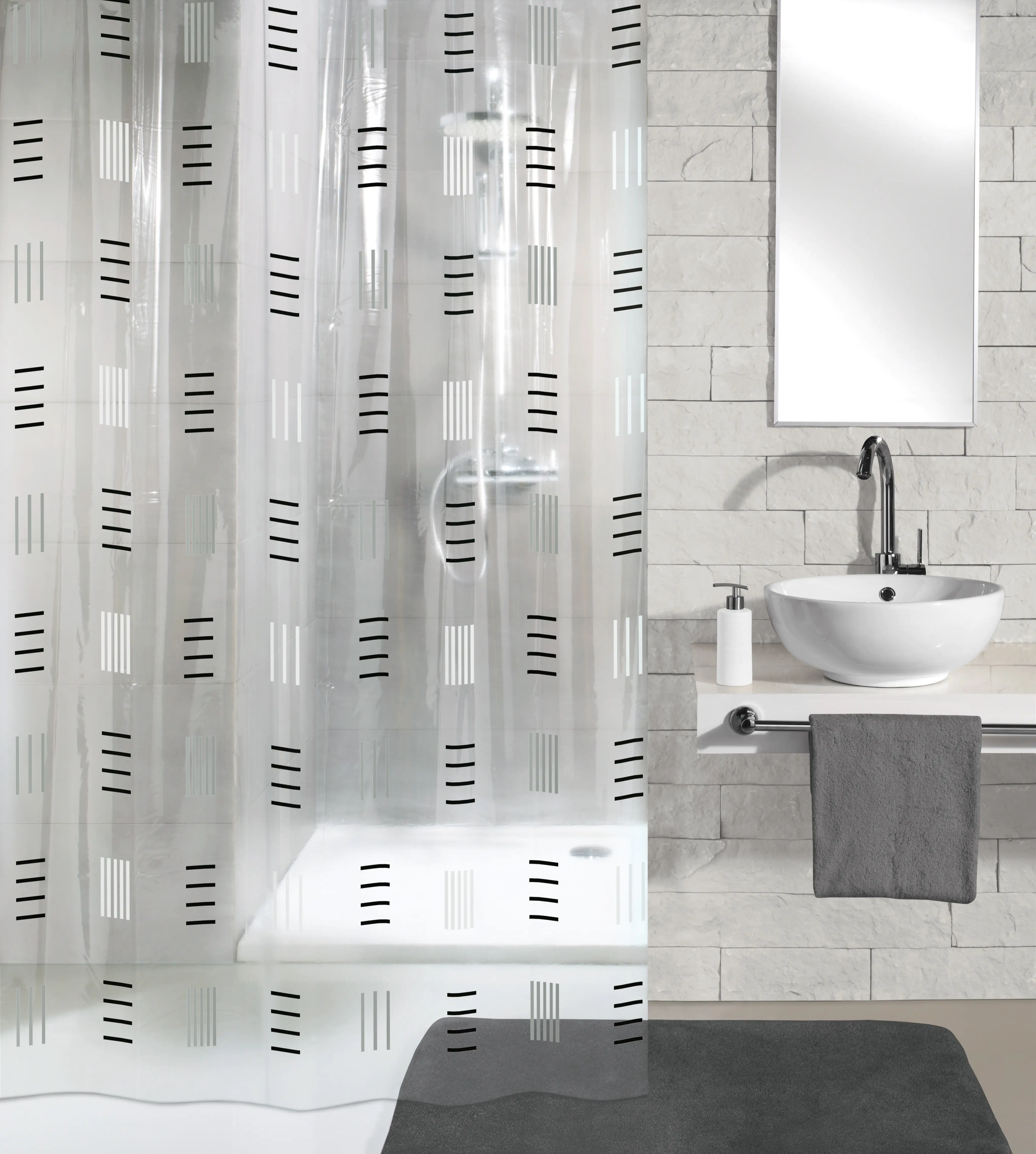 Kleine Wolke Duschvorhang Grafico anthrazit, 180 x 200 cm