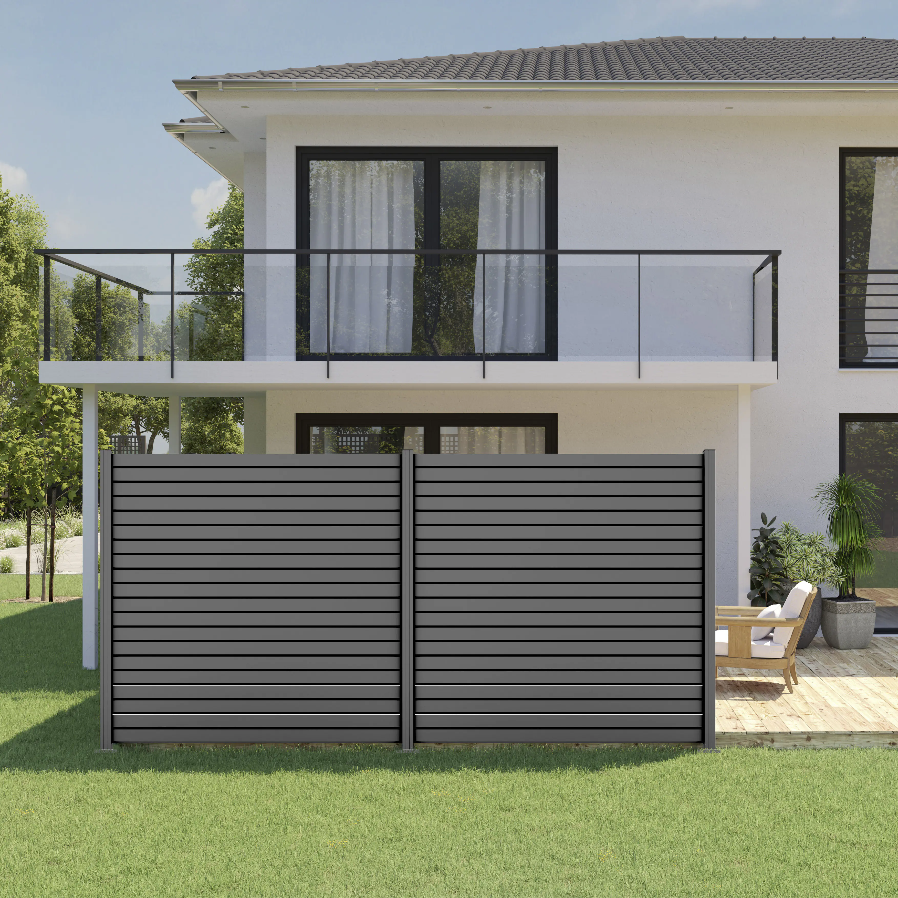 Ambiente Alu-Zaun Grundset Rhombus MINI 187 x 184,2 cm grau